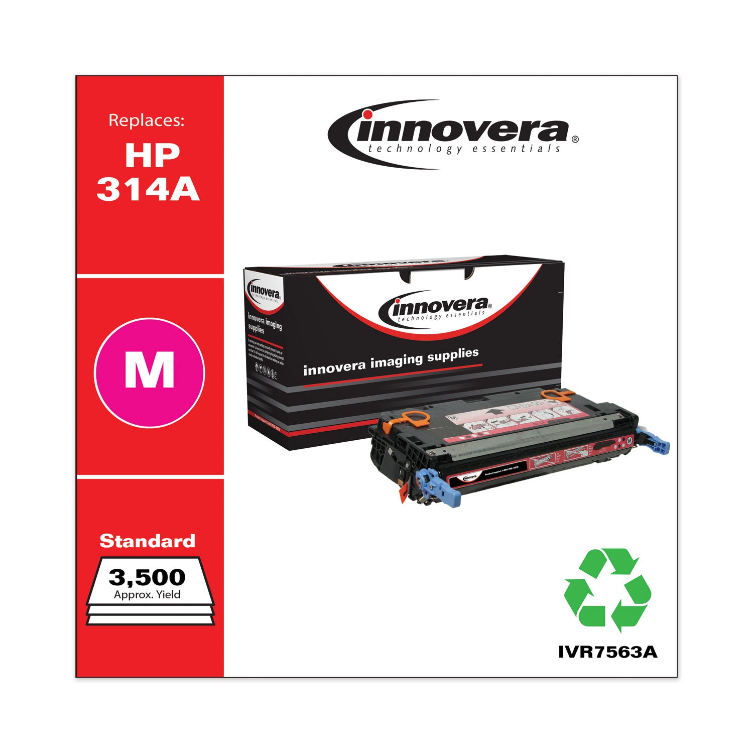 Remanufactured Magenta Toner, Replacement for 314A (Q7563A), 3,500 Page-Yield -