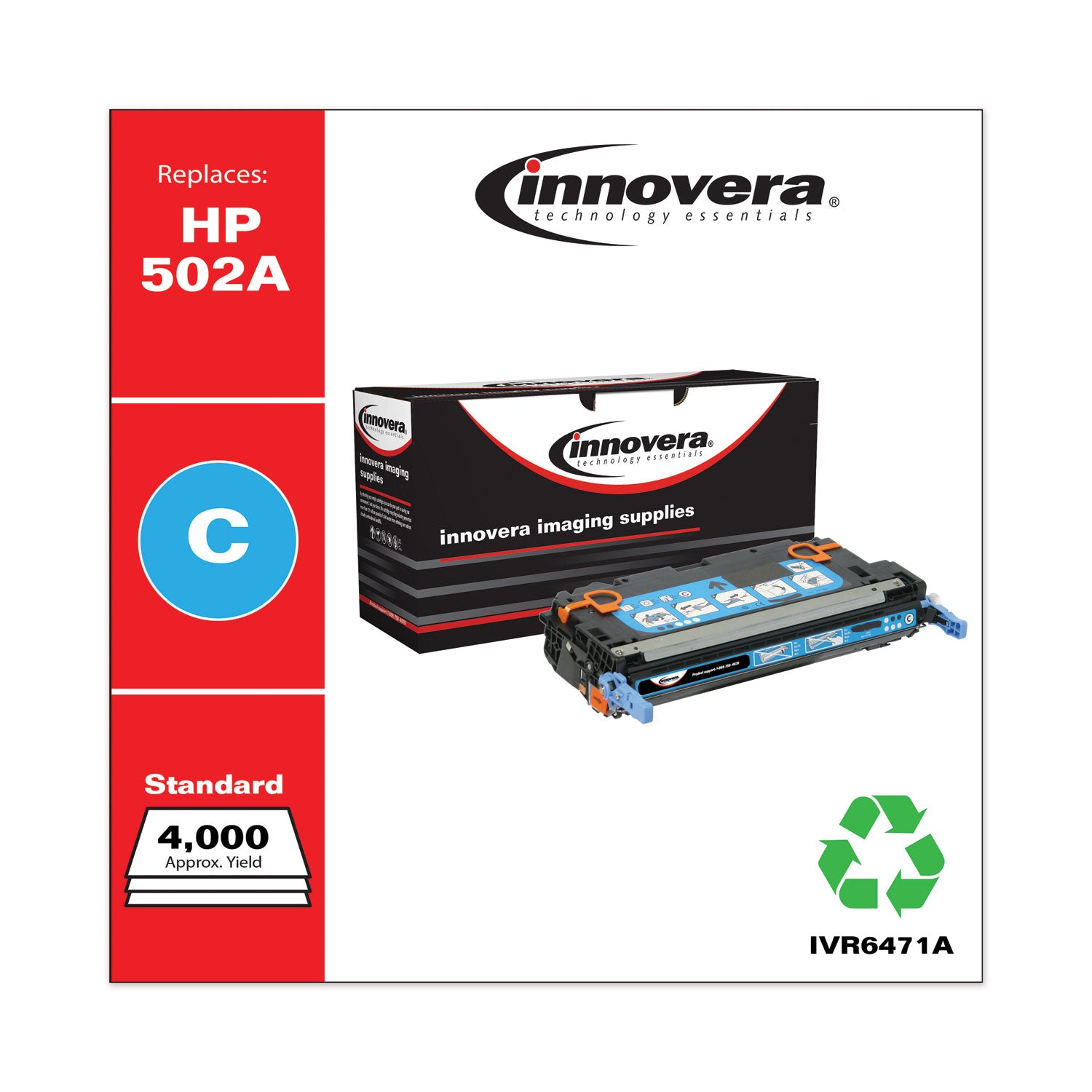 Remanufactured Cyan Toner, Replacement for 502A (Q6471A), 4,000 Page-Yield -