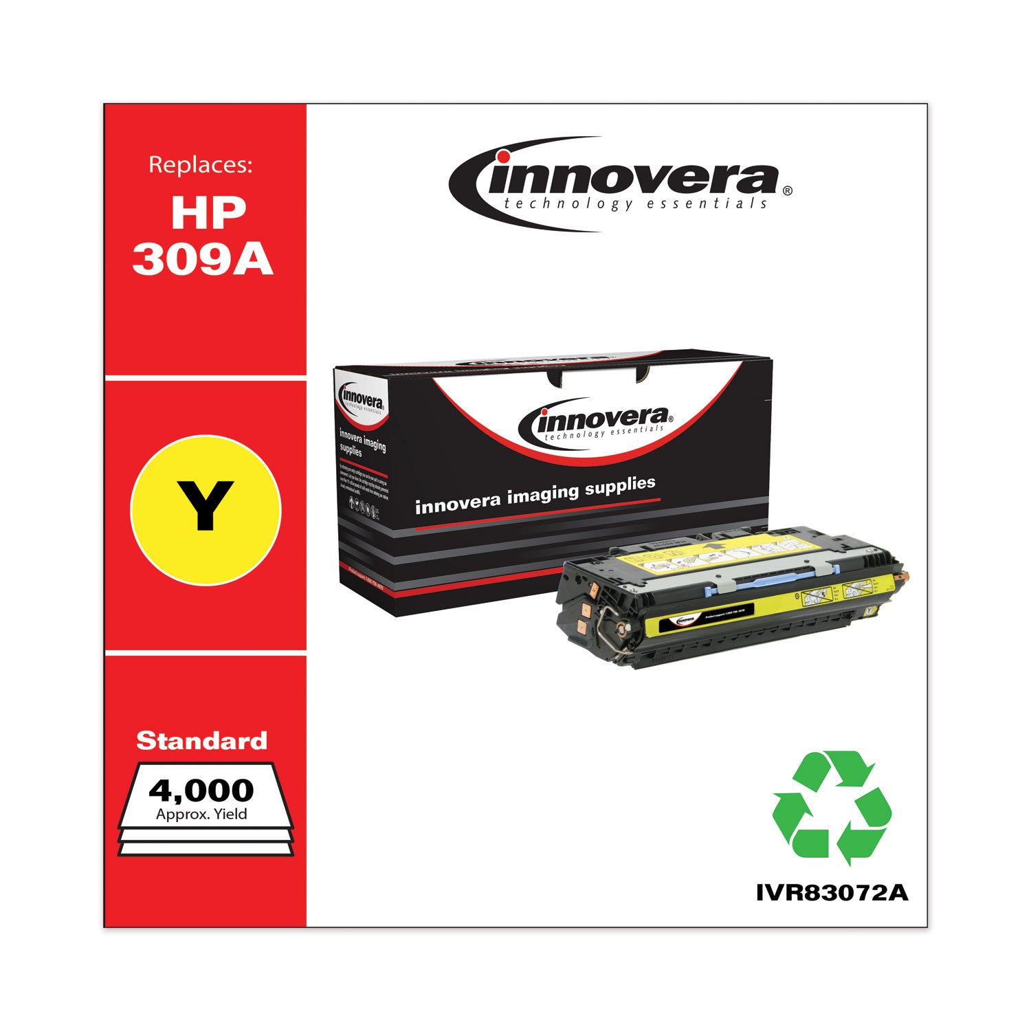 Remanufactured Yellow Toner, Replacement for 309A (Q2672A), 4,000 Page-Yield -