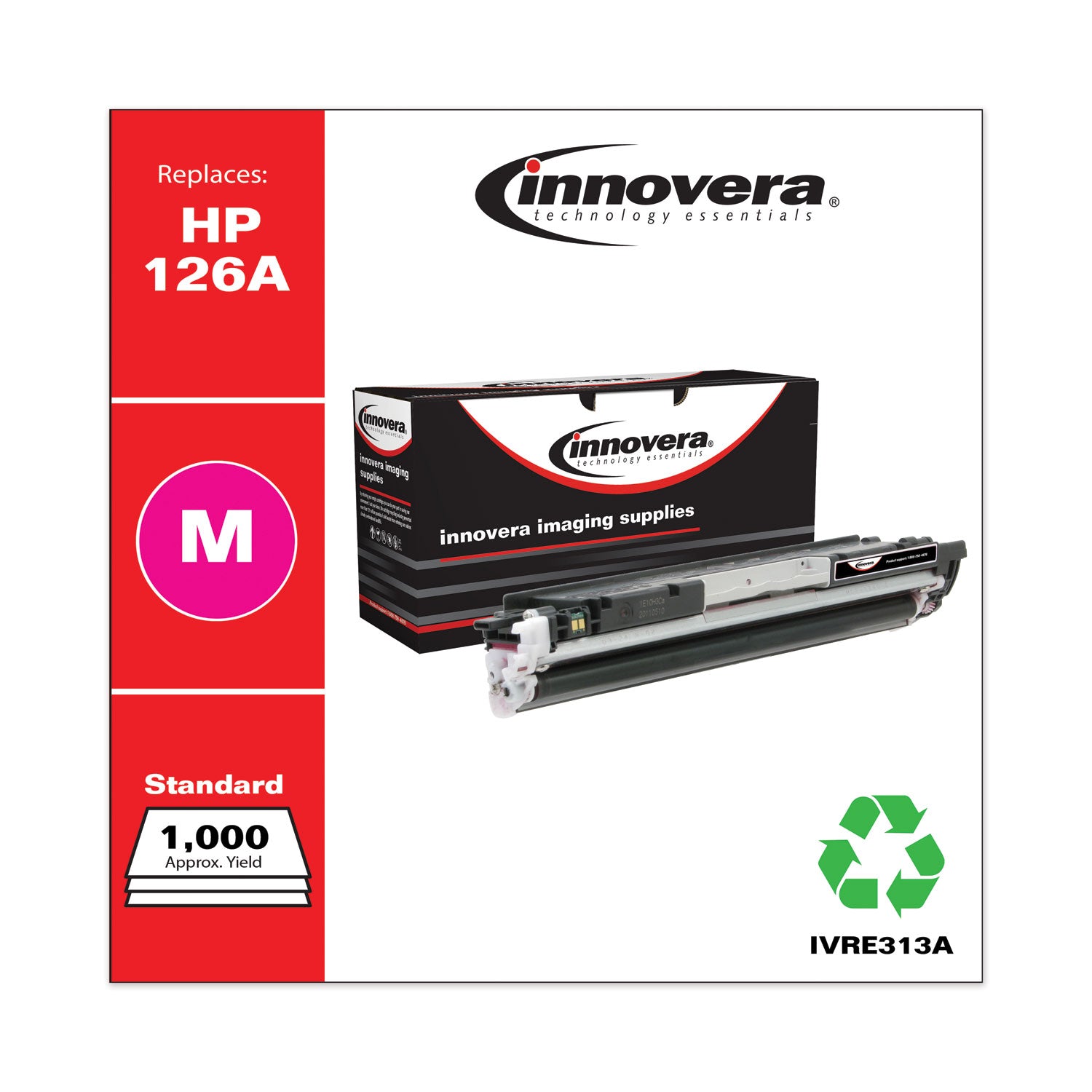Remanufactured Magenta Toner, Replacement for 126A (CE313A), 1,000 Page-Yield, Ships in 1-3 Business Days -