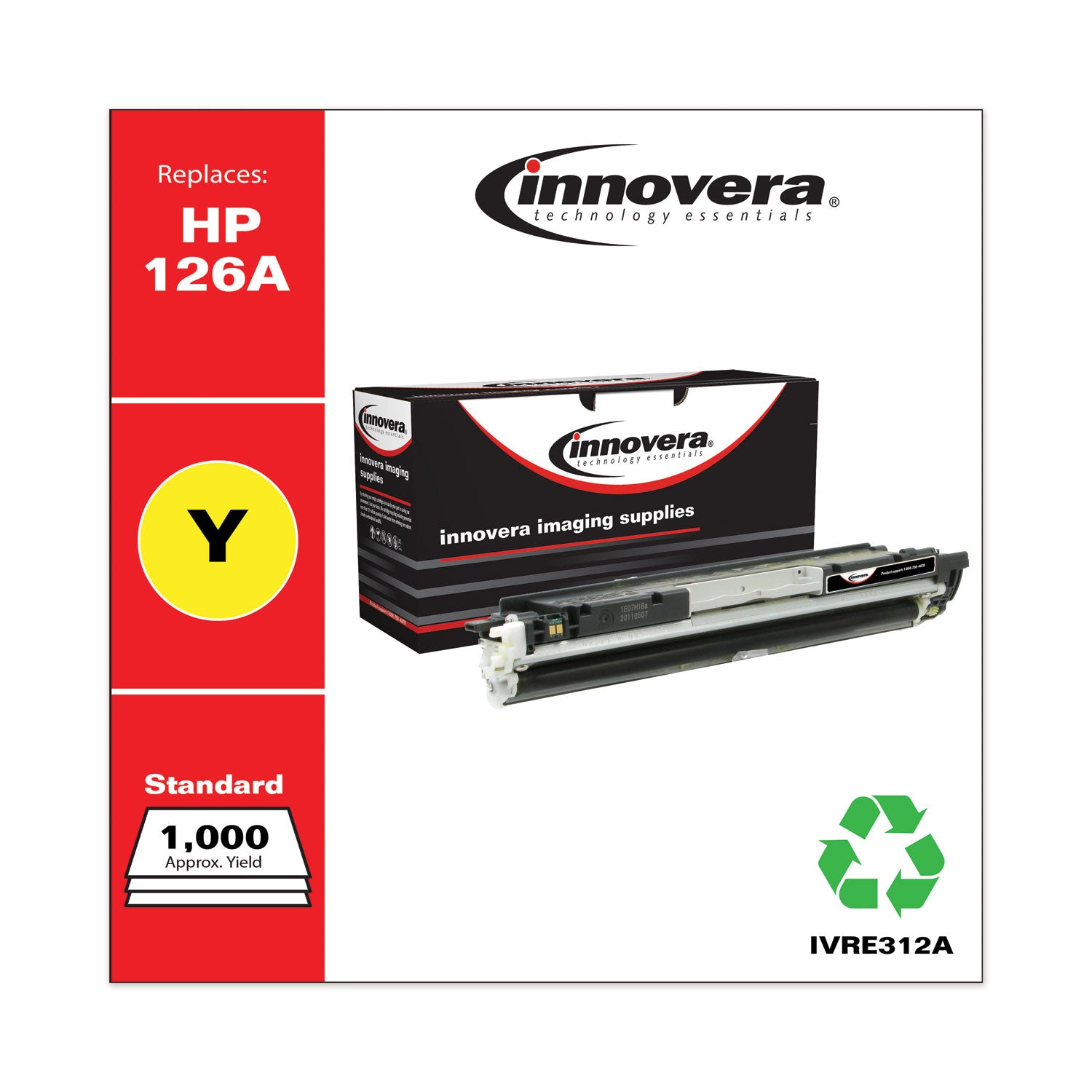 Remanufactured Yellow Toner, Replacement for 126A (CE312A), 1,000 Page-Yield, Ships in 1-3 Business Days -