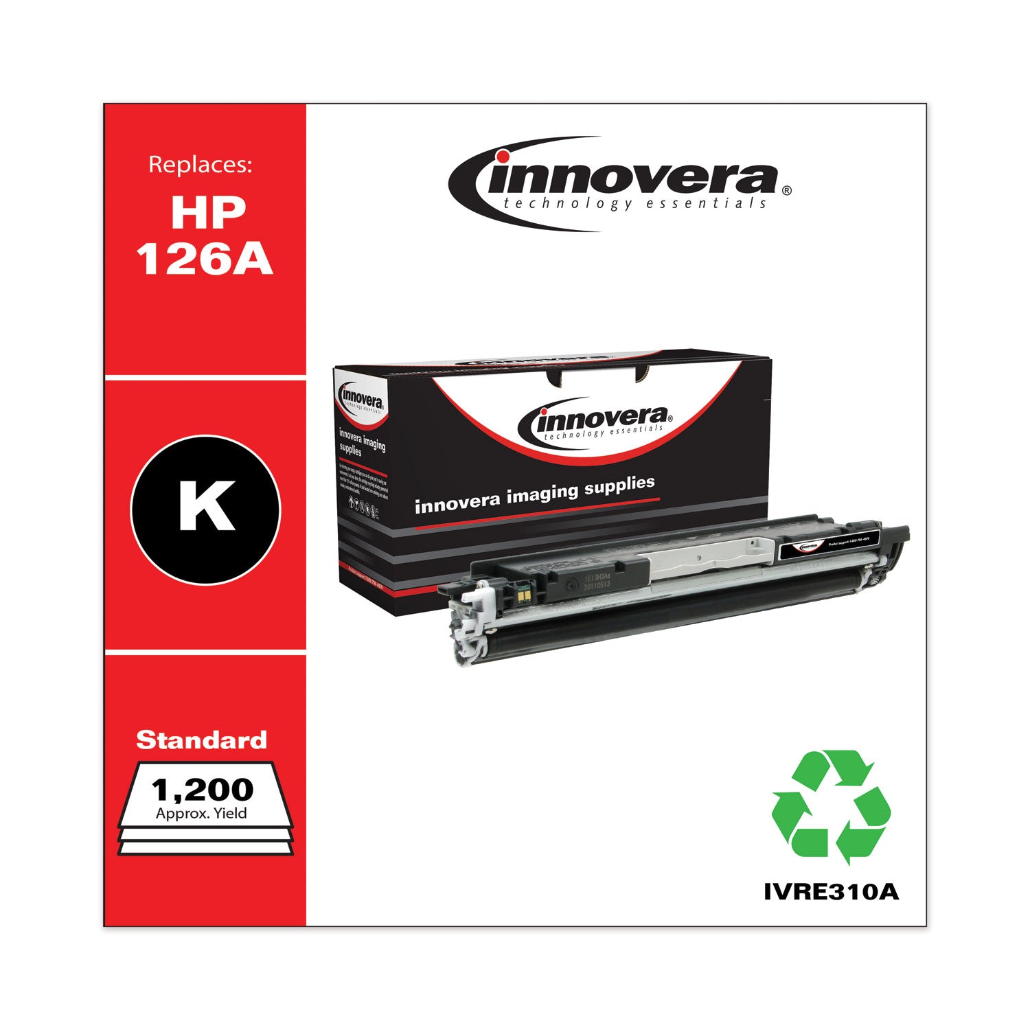Remanufactured Black Toner, Replacement for 126A (CE310A), 1,200 Page-Yield, Ships in 1-3 Business Days -