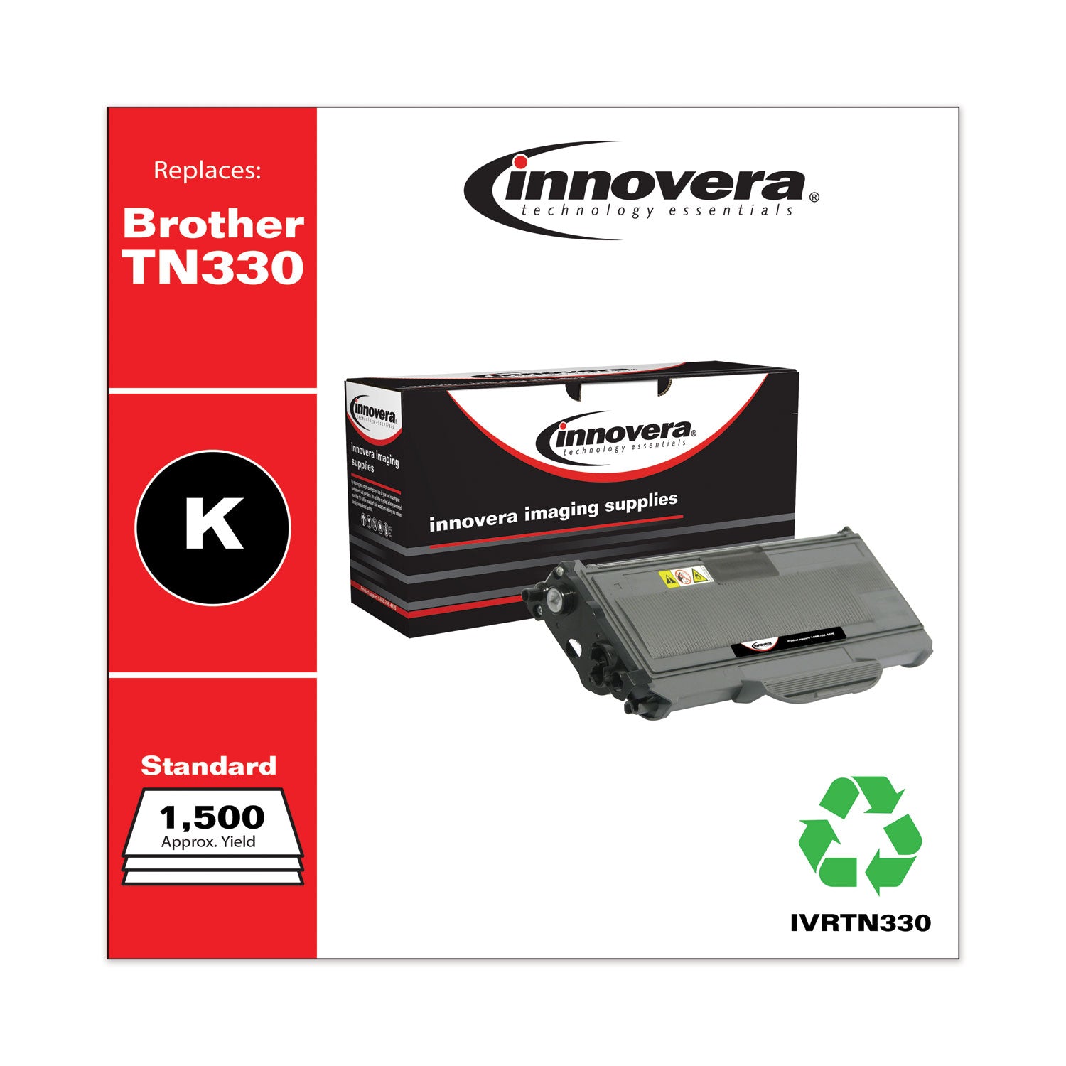 Remanufactured Black Toner, Replacement for TN330, 1,500 Page-Yield, Ships in 1-3 Business Days -