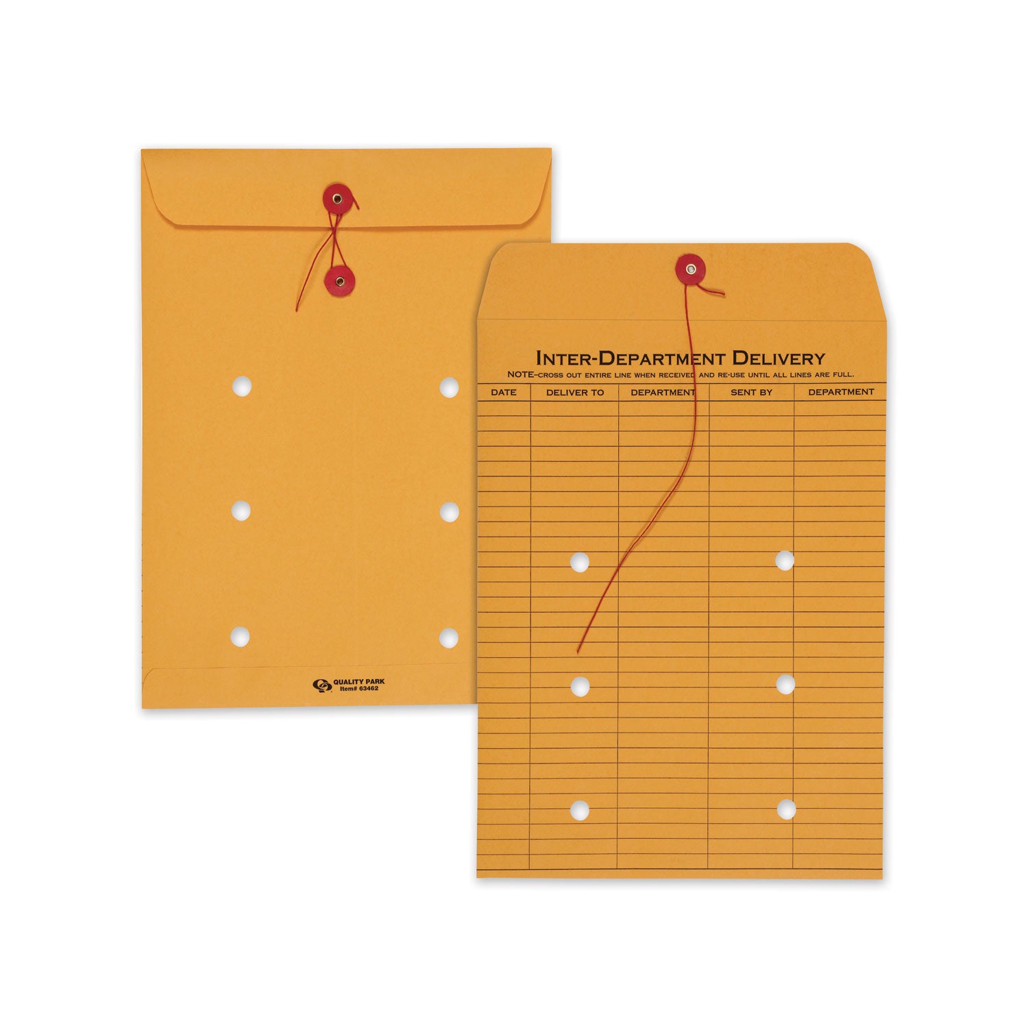 Brown Kraft String/Button Interoffice Envelope, #90, One-Sided Five-Column Format, 31-Entries, 9 x 12, Brown Kraft, 100/CT -