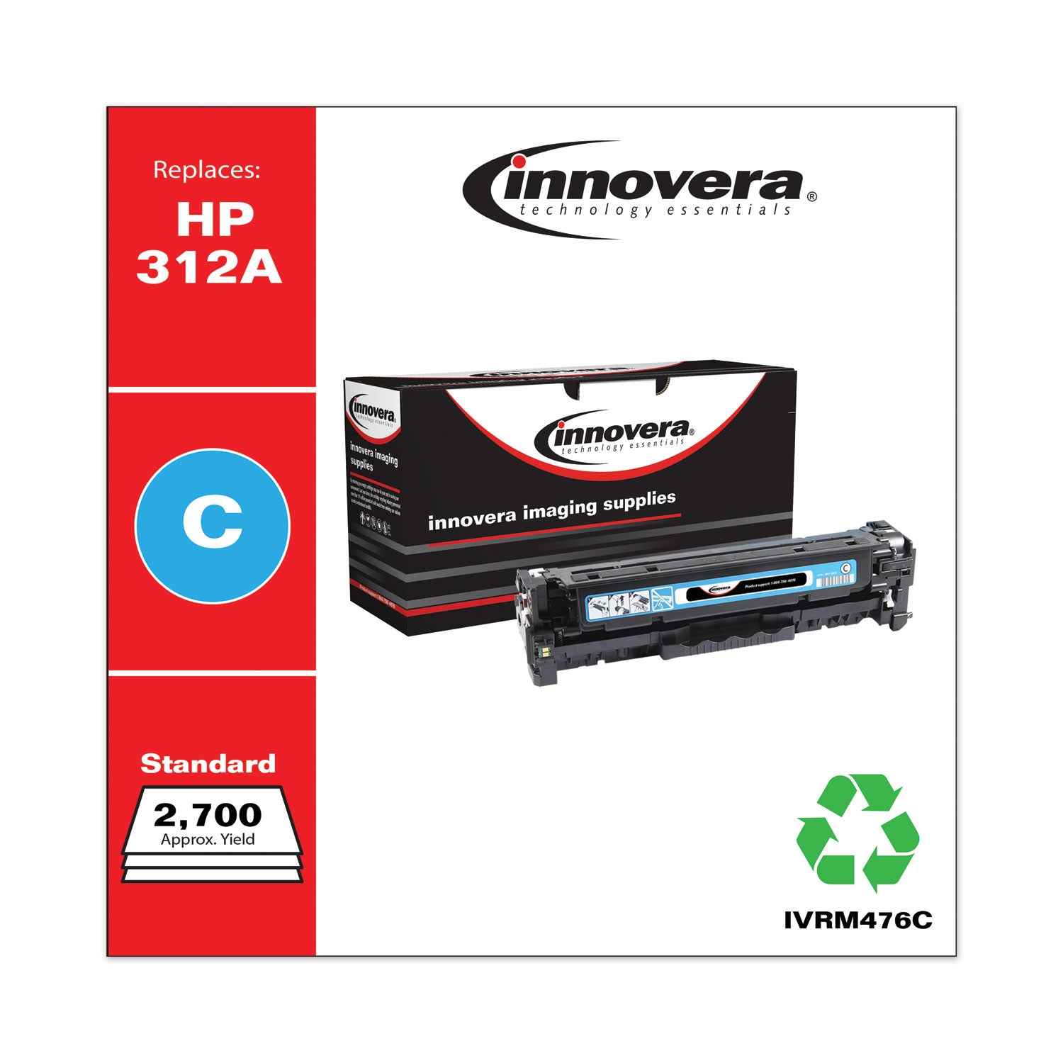 Remanufactured Cyan Toner, Replacement for 312A (CF381A), 2,700 Page-Yield, Ships in 1-3 Business Days -