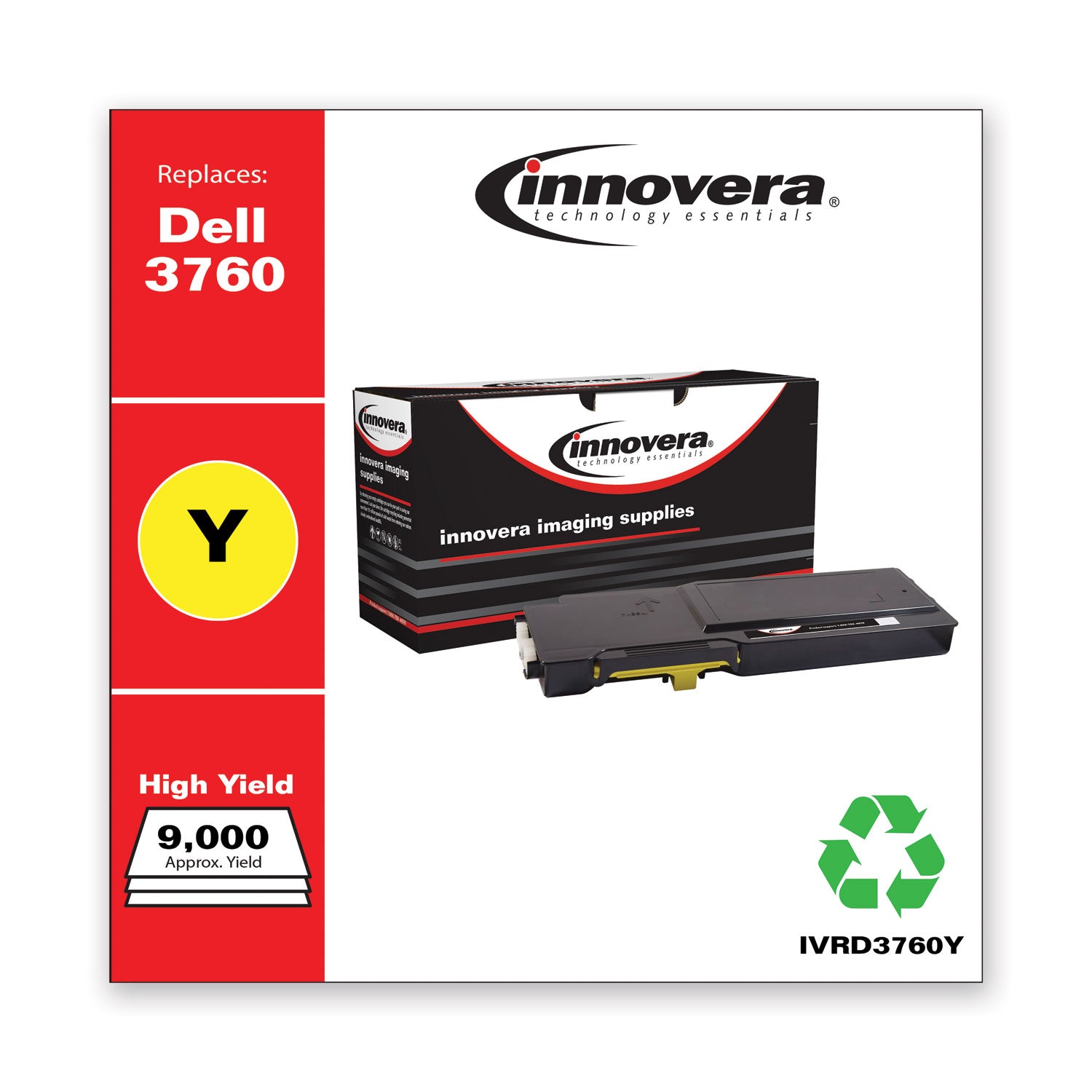 Remanufactured Yellow Toner, Replacement for 331-8430, 9,000 Page-Yield -