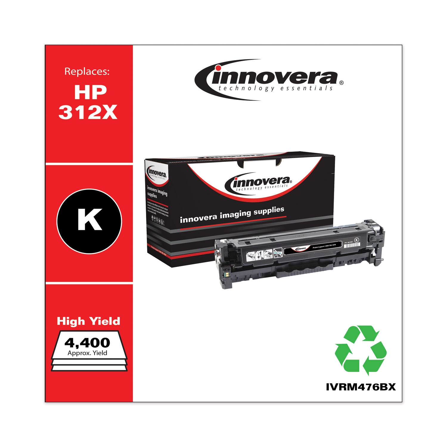 Remanufactured Black High-Yield Toner, Replacement for 312X (CF380X), 4,400 Page-Yield -