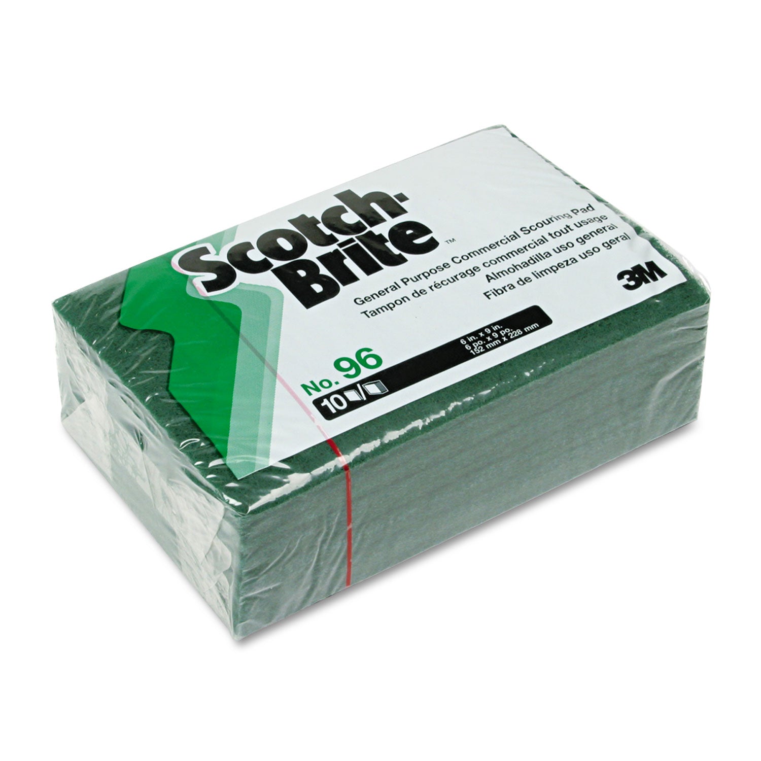 Commercial Scouring Pad 96, 6 x 9, Green, 10/Pack -
