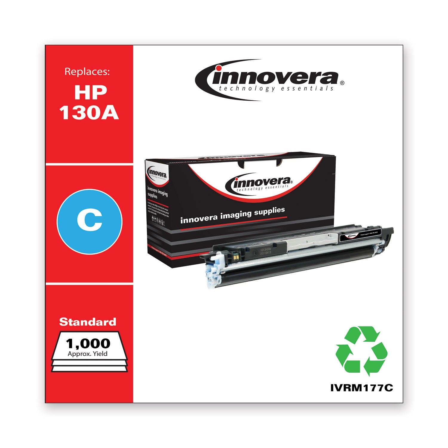 Remanufactured Cyan Toner, Replacement for 130A (CF351A), 1,000 Page-Yield, Ships in 1-3 Business Days -