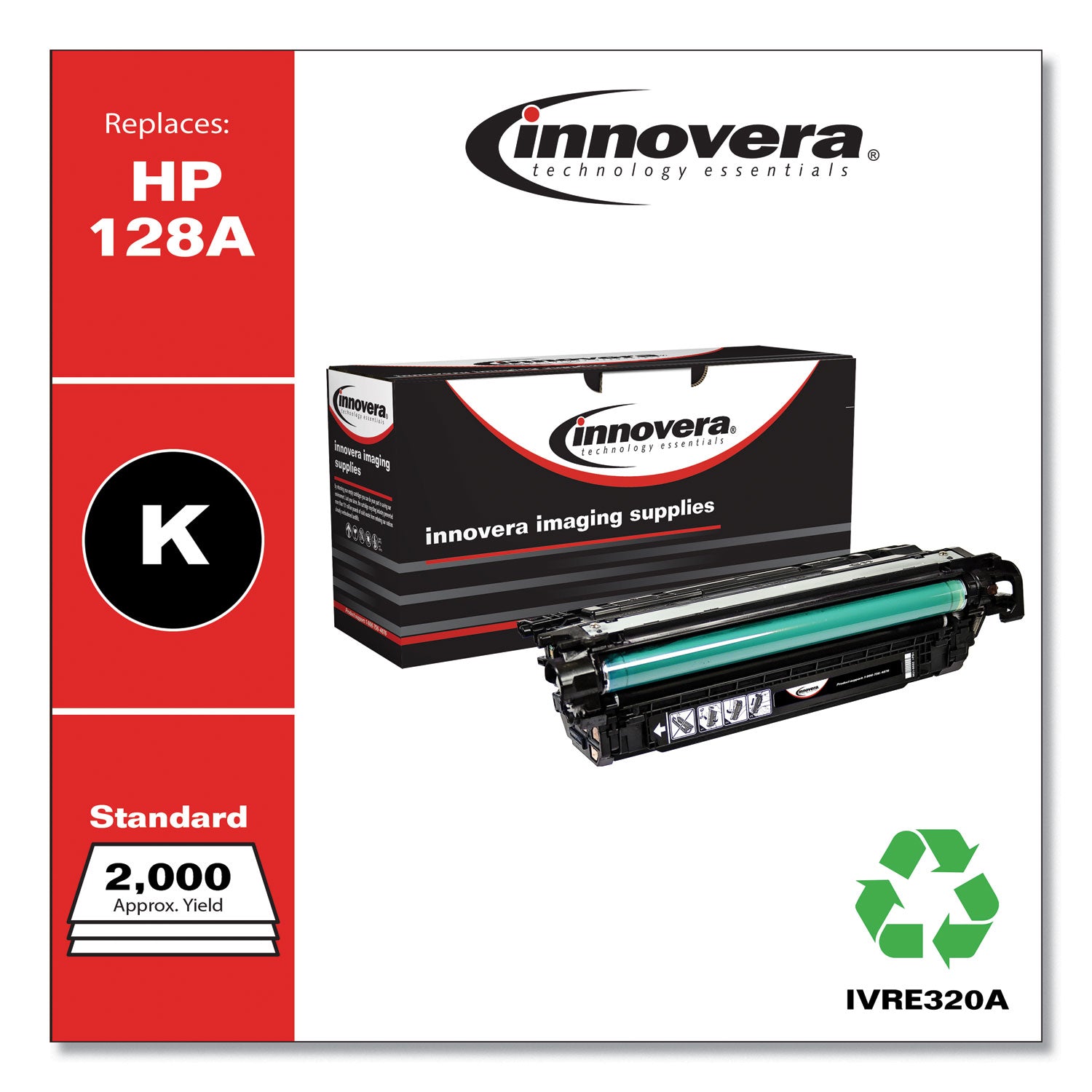 Remanufactured Black Toner, Replacement for 128A (CE320A), 2,000 Page-Yield, Ships in 1-3 Business Days -