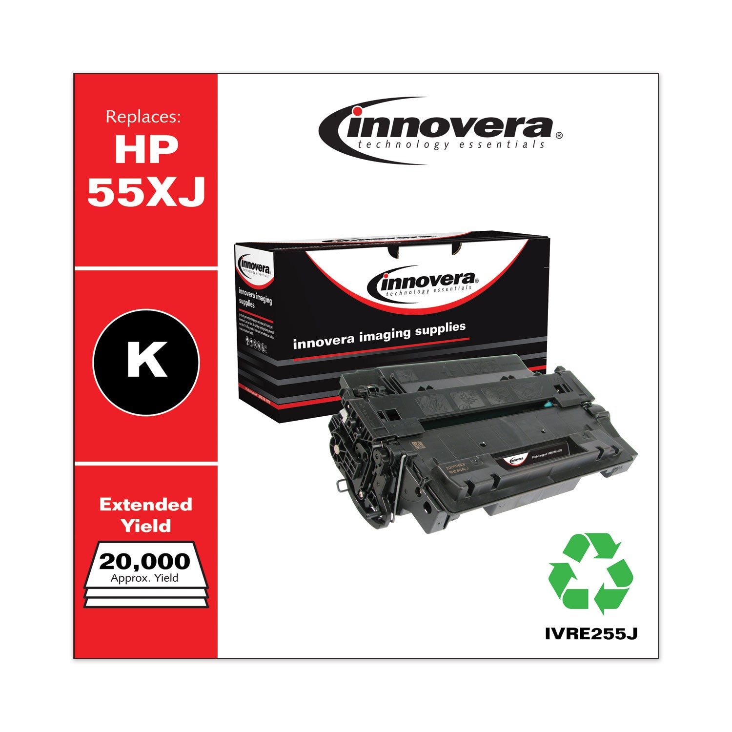 Remanufactured Black Extended-Yield Toner, Replacement for 55X (CE255XJ), 20,000 Page-Yield, Ships in 1-3 Business Days -