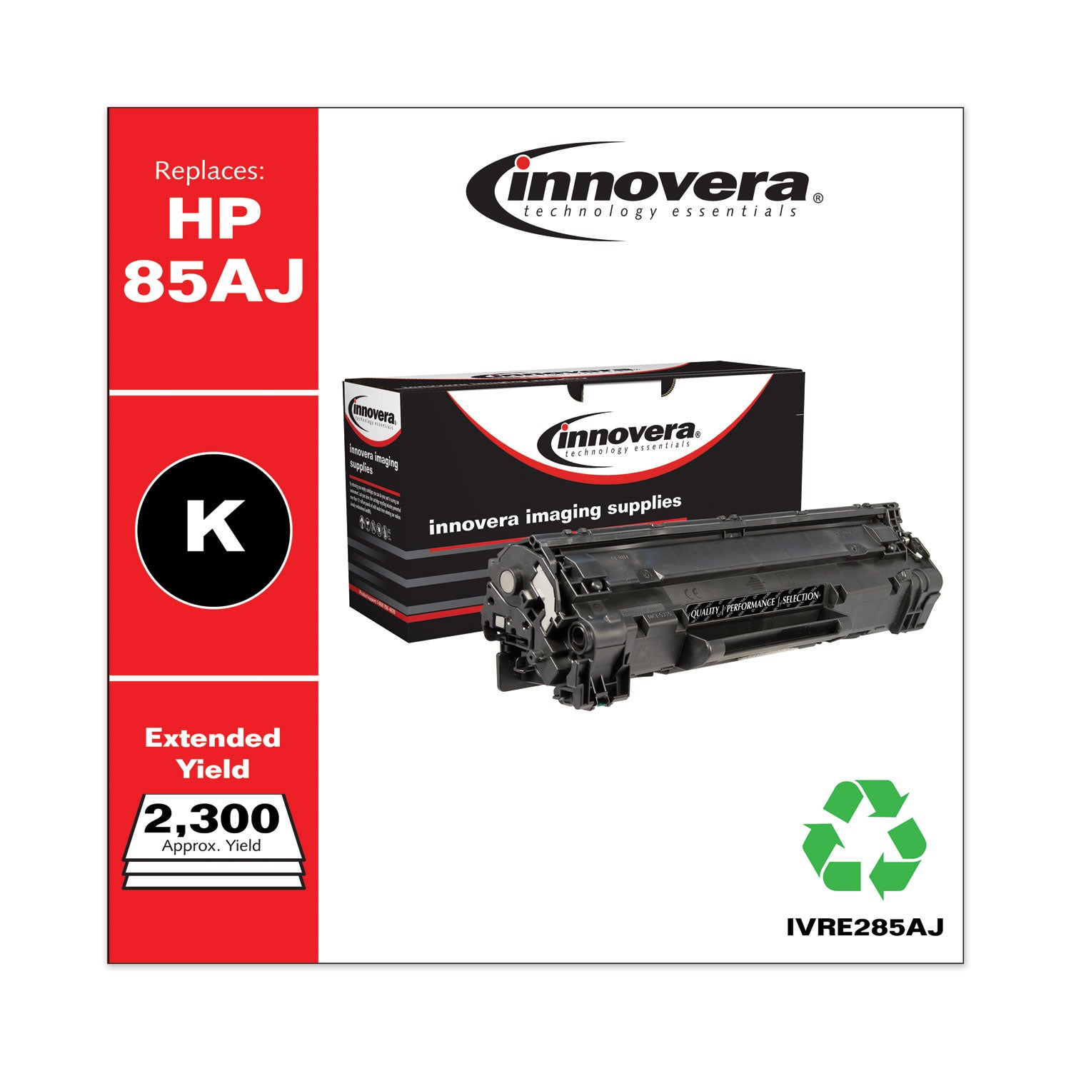Remanufactured Black Extended-Yield Toner, Replacement for 85A (CE285AJ), 2,300 Page-Yield -