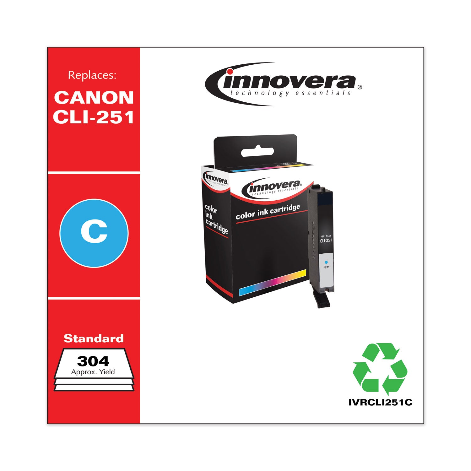 Remanufactured Cyan Ink, Replacement for CLI-251 (6514B001), 304 Page-Yield, Ships in 1-3 Business Days -