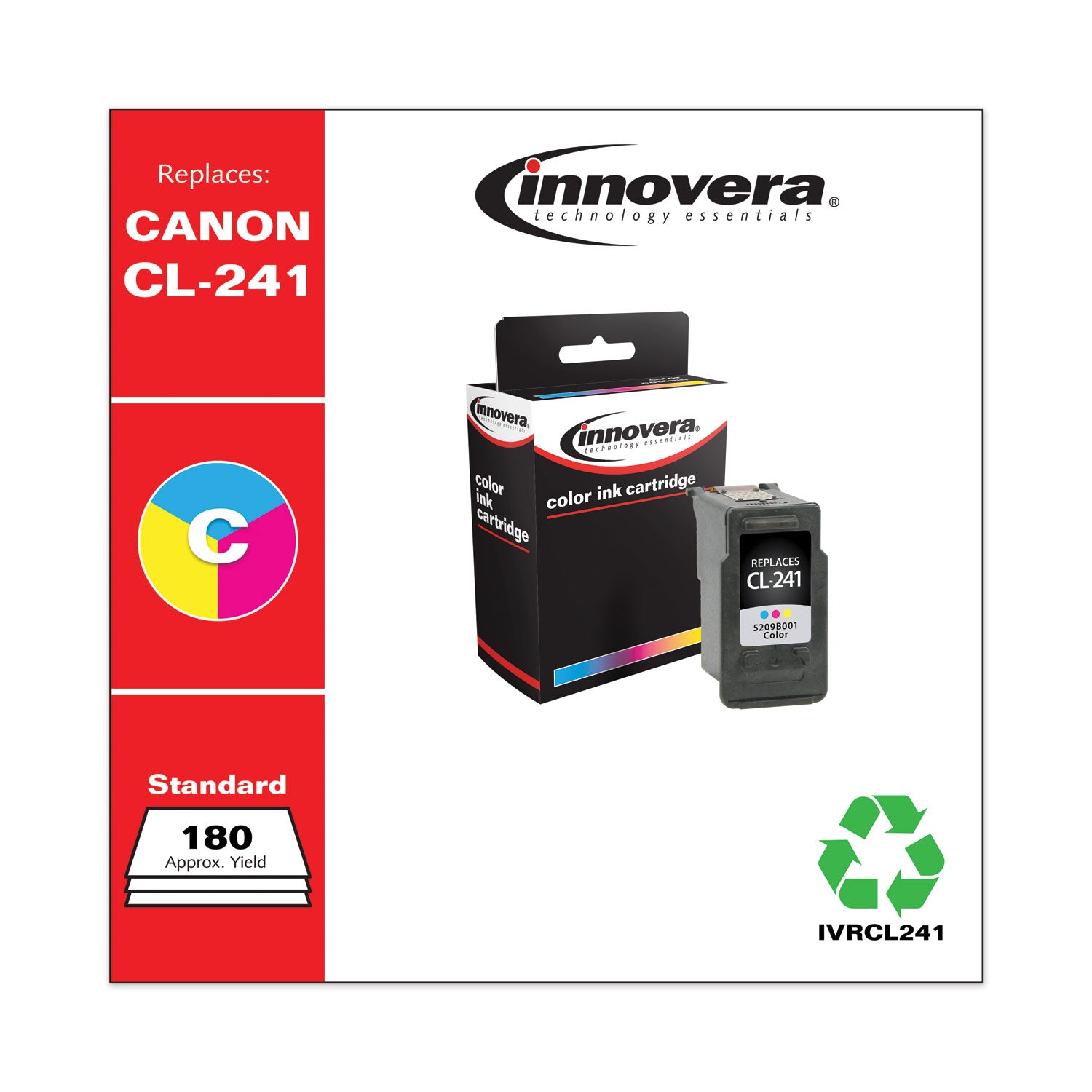 Remanufactured Tri-Color Ink, Replacement for CL-241 (5209B001), 180 Page-Yield, Ships in 1-3 Business Days -