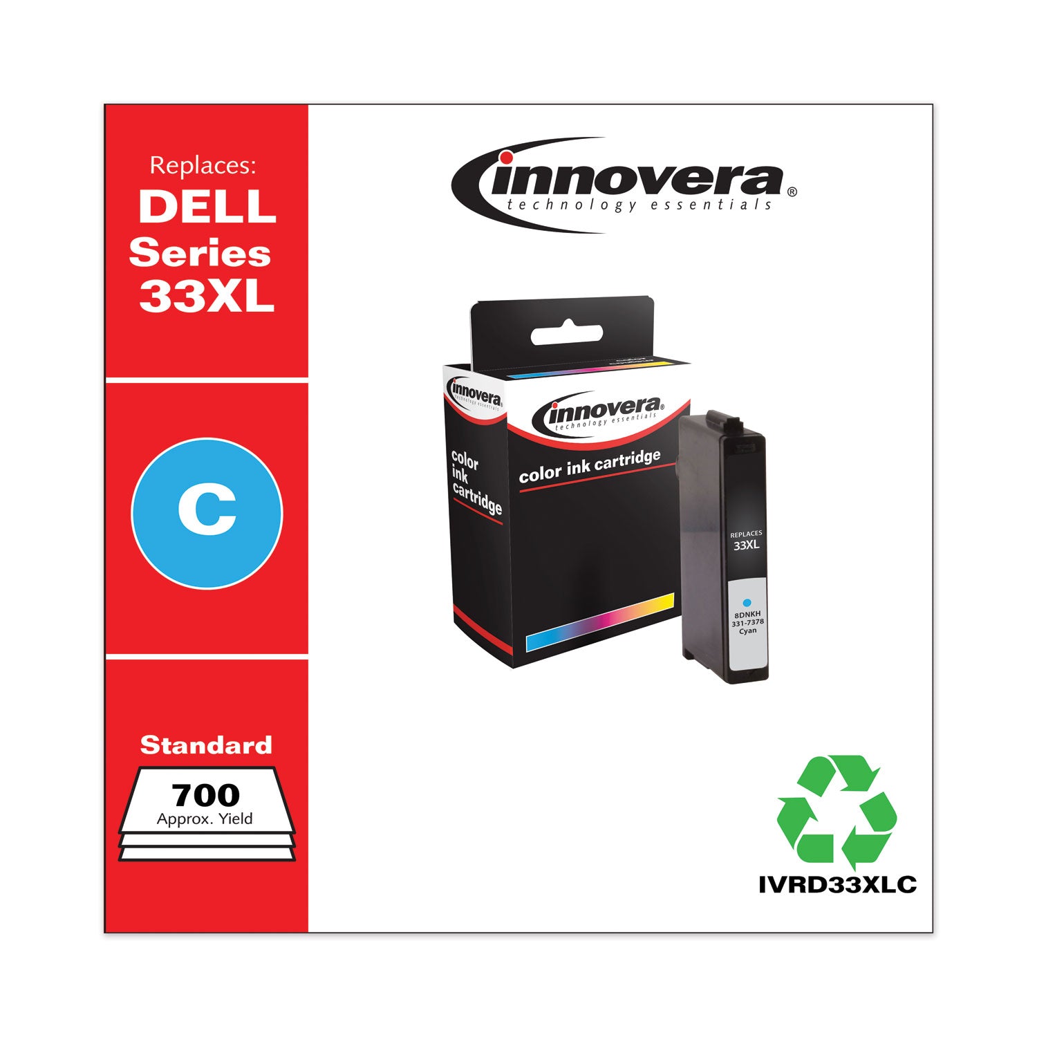 Remanufactured Cyan Ink, Replacement for 33XL (8DNKH331-7378), 700 Page-Yield -