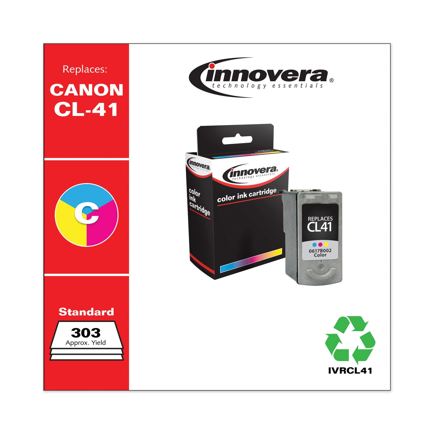 Remanufactured Tri-Color Ink, Replacement for CL-41 (0617B002), 303 Page-Yield -