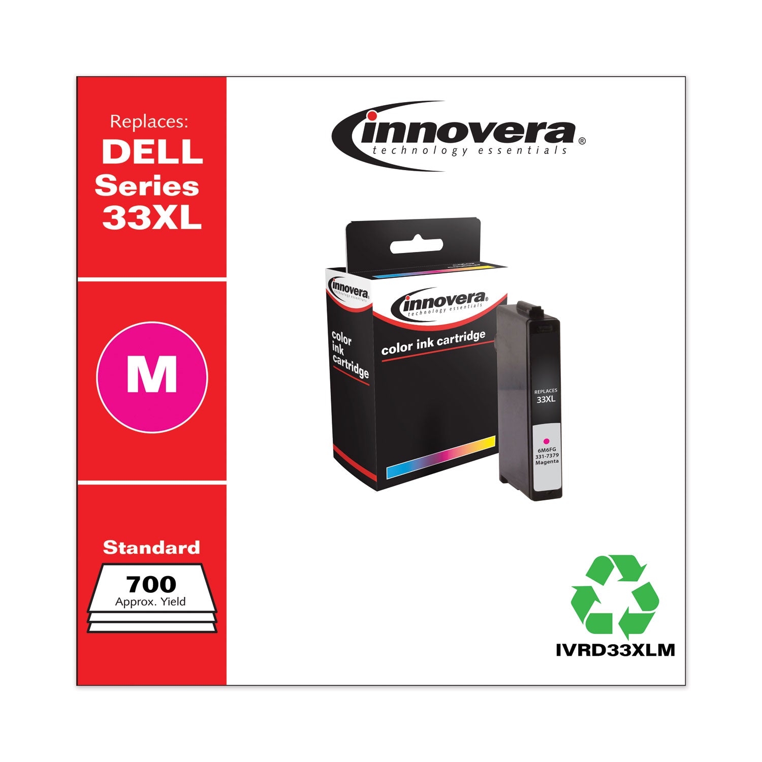 Remanufactured Magenta Ink, Replacement for 33XL (6M6FG331-7379), 700 Page-Yield -