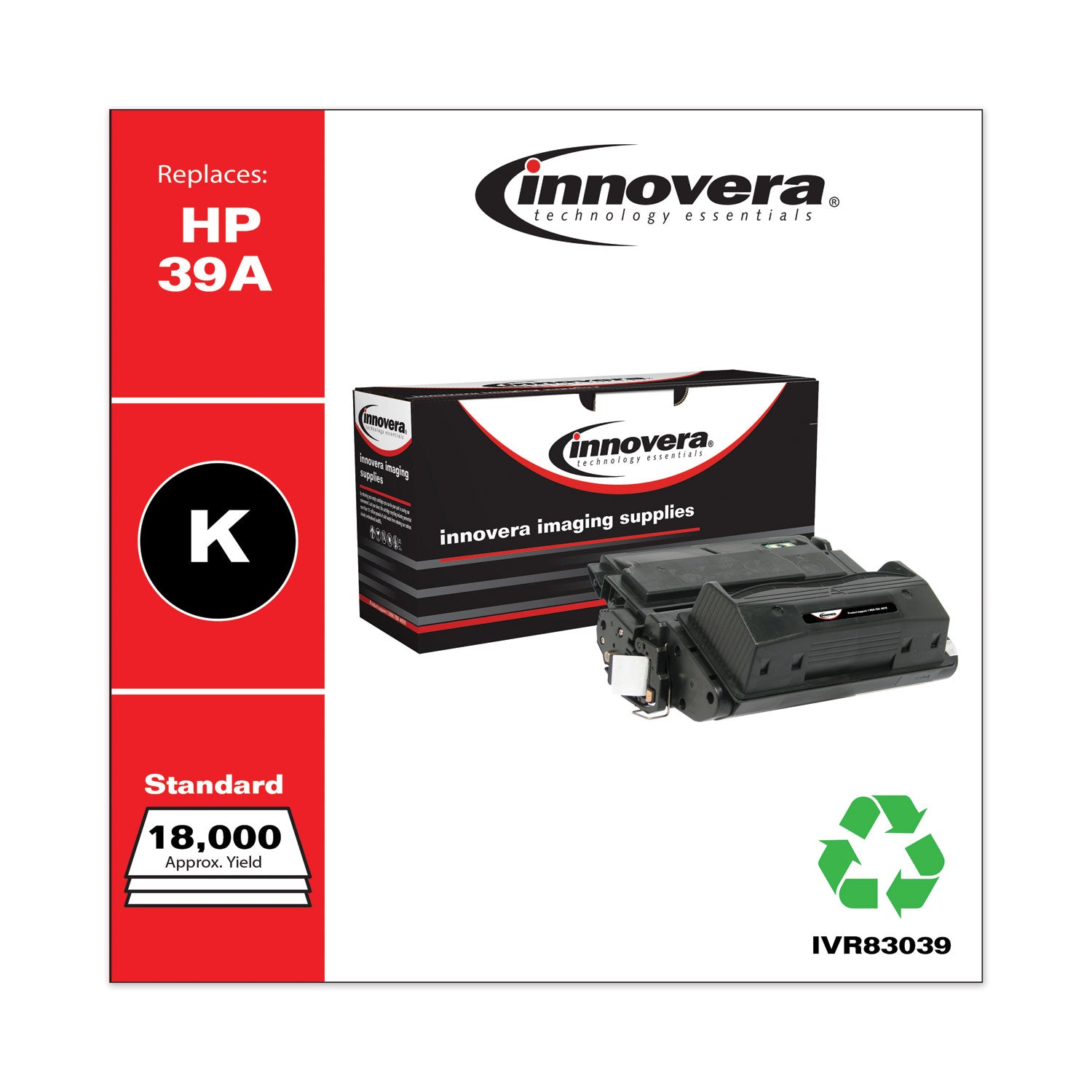Remanufactured Black Toner, Replacement for 39A (Q1339A), 18,000 Page-Yield -