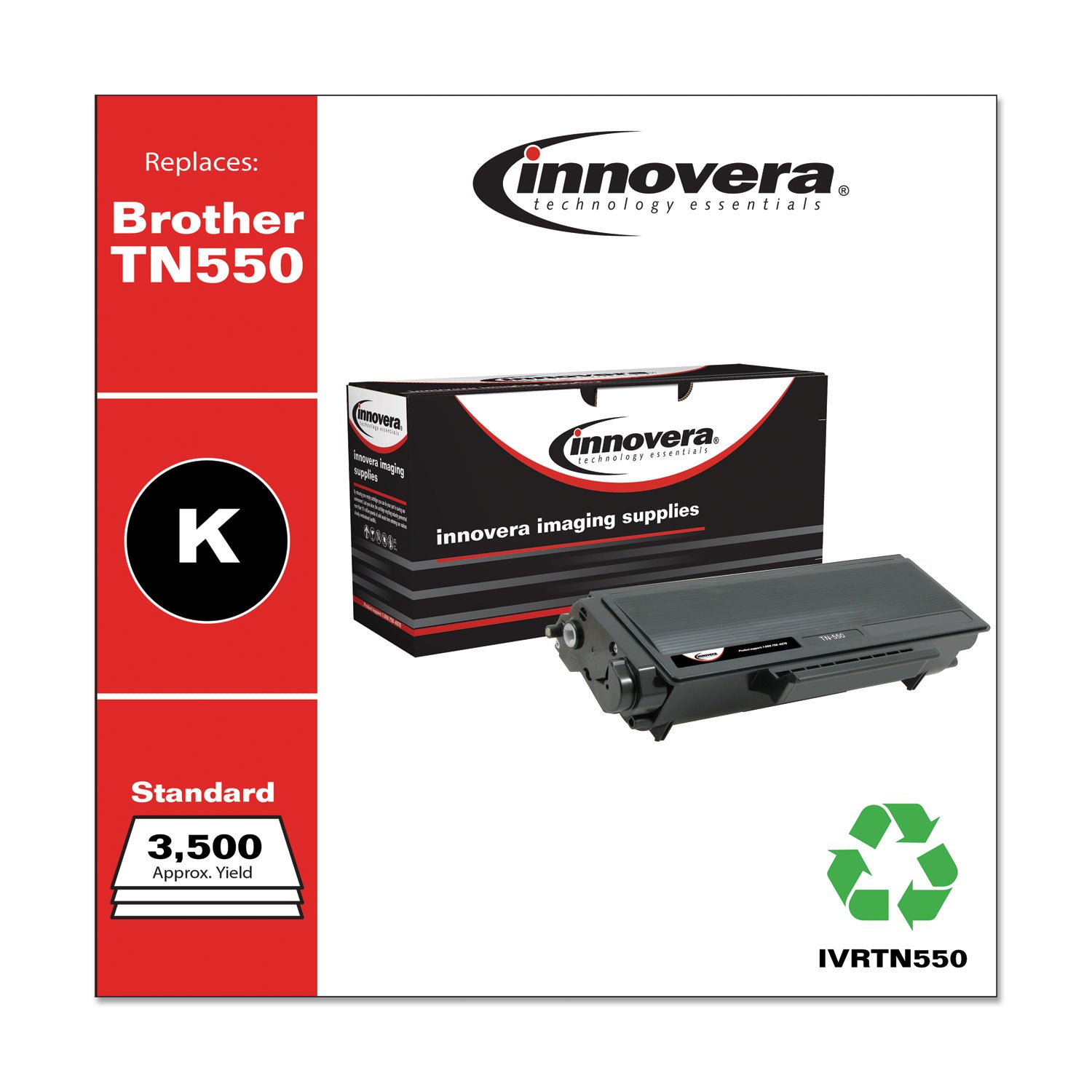 Remanufactured Black Toner, Replacement for TN550, 3,500 Page-Yield -