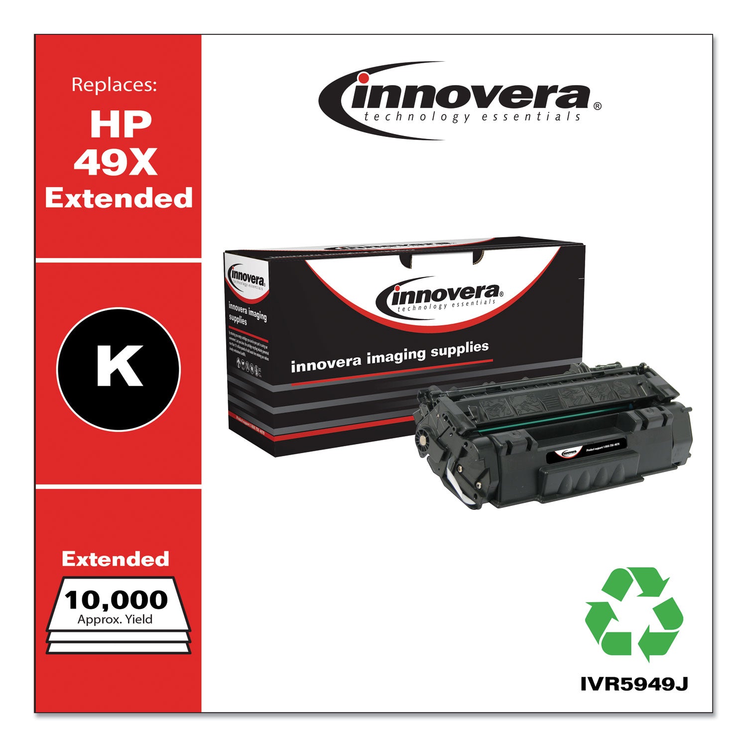 Remanufactured Black Extended-Yield Toner, Replacement for 49X (Q5949XJ), 10,000 Page-Yield, Ships in 1-3 Business Days -