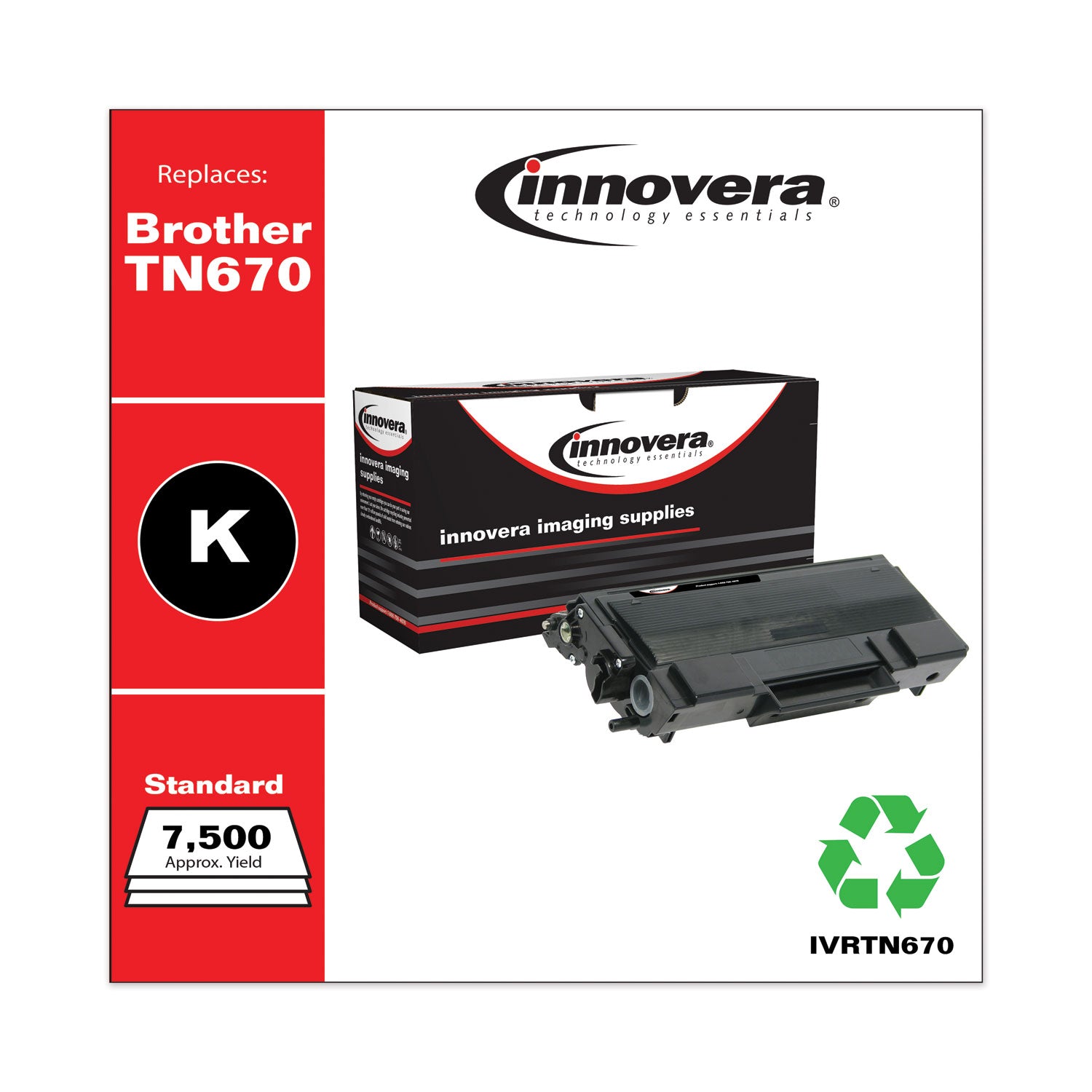 Remanufactured Black High-Yield Toner, Replacement for TN670, 7,500 Page-Yield -