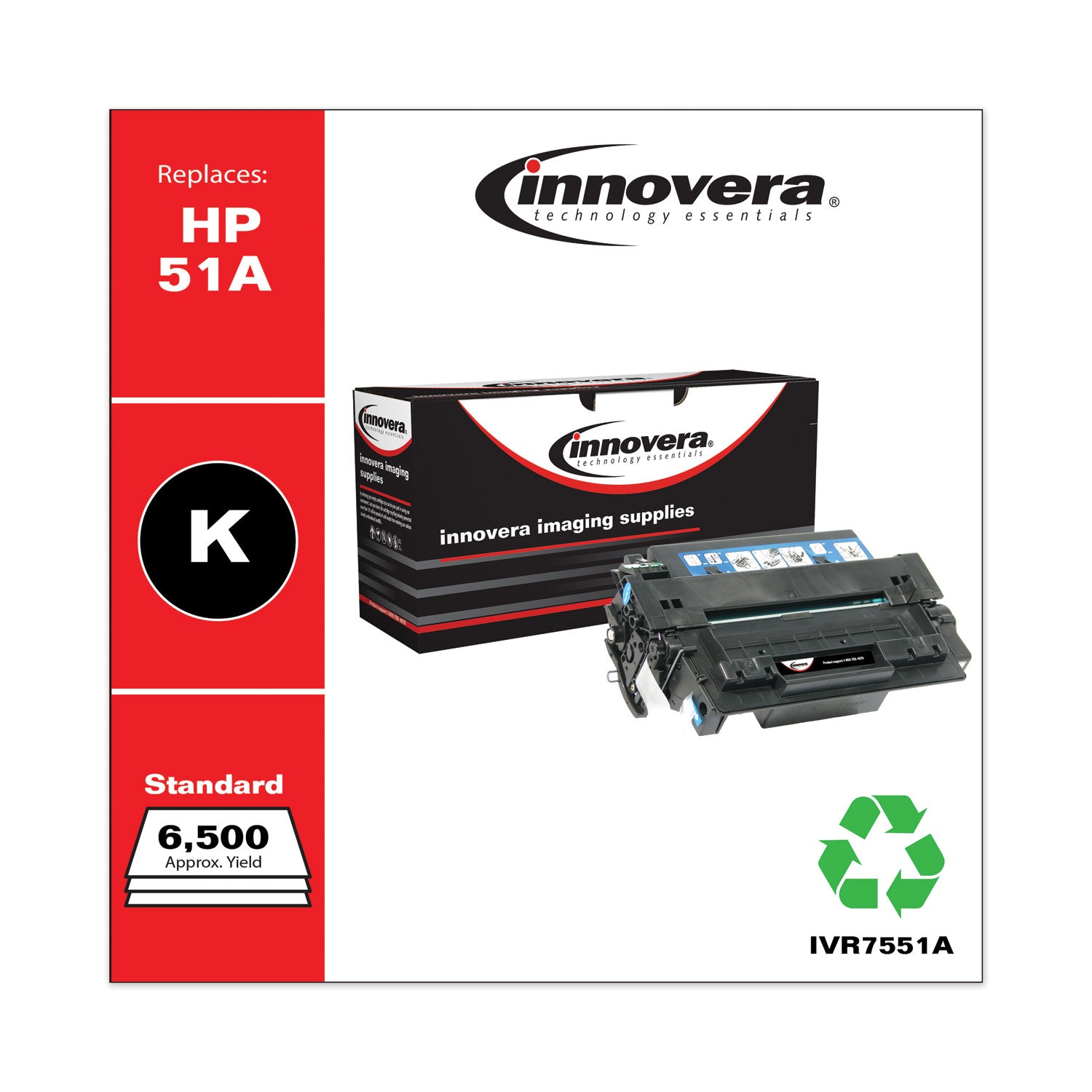 Remanufactured Black Toner, Replacement for 51A (Q7551A), 6,500 Page-Yield, Ships in 1-3 Business Days -