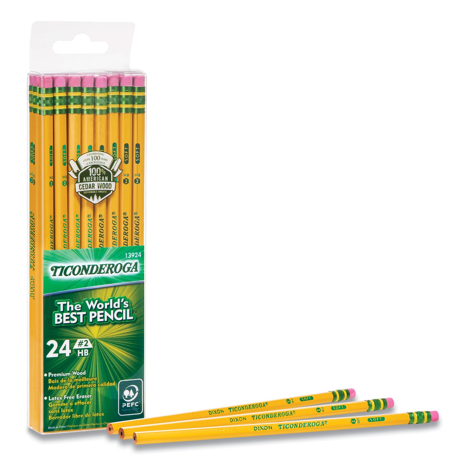 Pencils, HB (#2), Black Lead, Yellow Barrel, 24/Pack -
