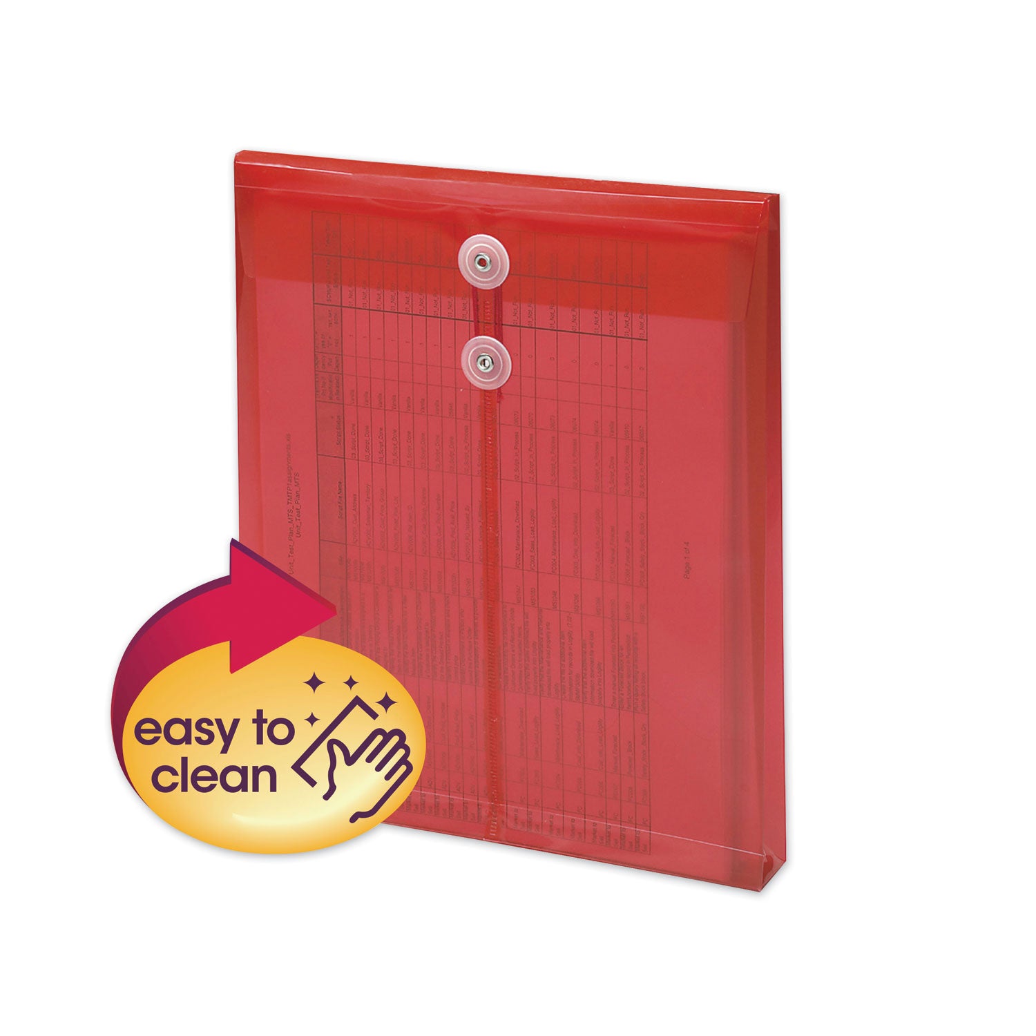Poly String and Button Interoffice Envelopes, Open-End (Vertical), 9.75 x 11.63, Transparent Red, 5/Pack -