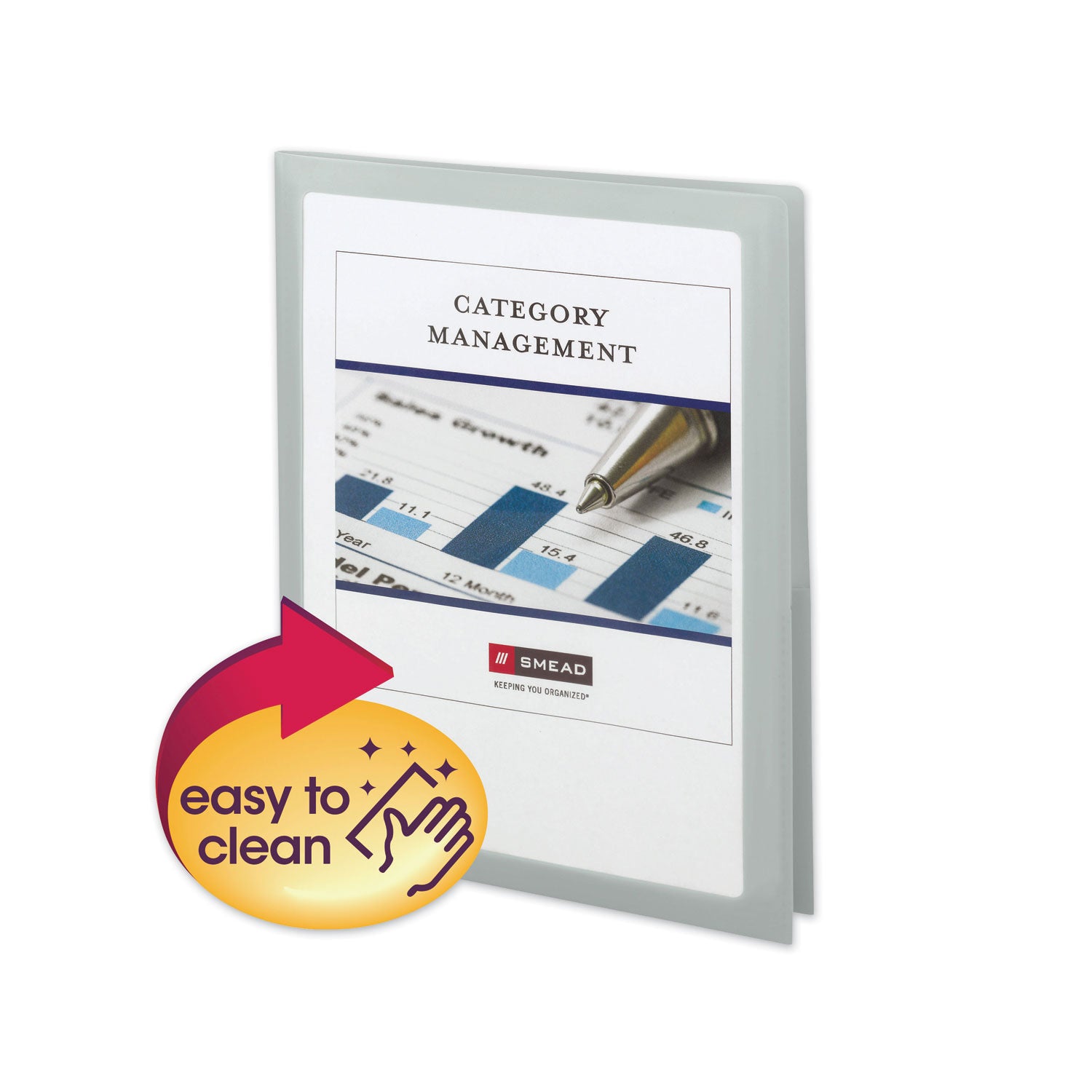 Frame View Poly Two-Pocket Folder, 100-Sheet Capacity, 11 x 8.5, Clear/Oyster, 5/Pack -