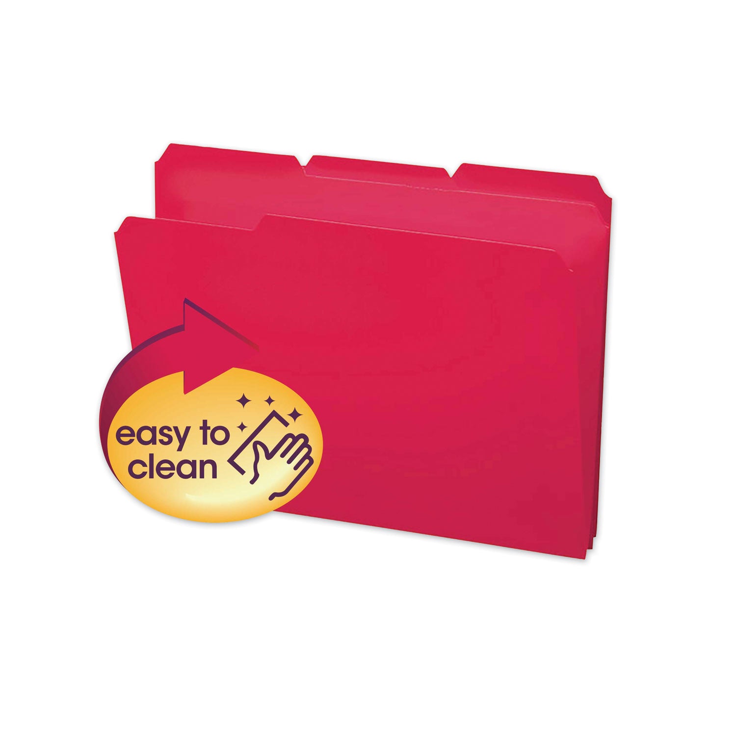Top Tab Poly Colored File Folders, 1/3-Cut Tabs: Assorted, Letter Size, 0.75" Expansion, Red, 24/Box -
