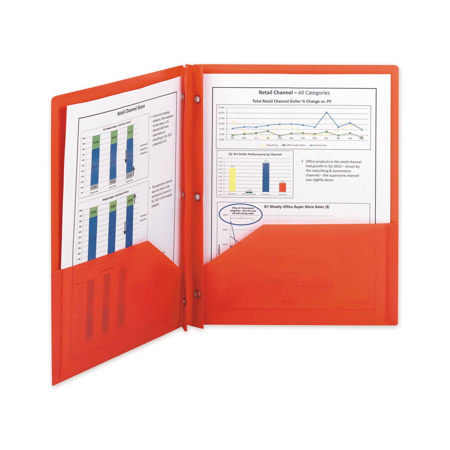 Poly Two-Pocket Folder with Fasteners, 180-Sheet Capacity, 11 x 8.5, Red, 25/Box -