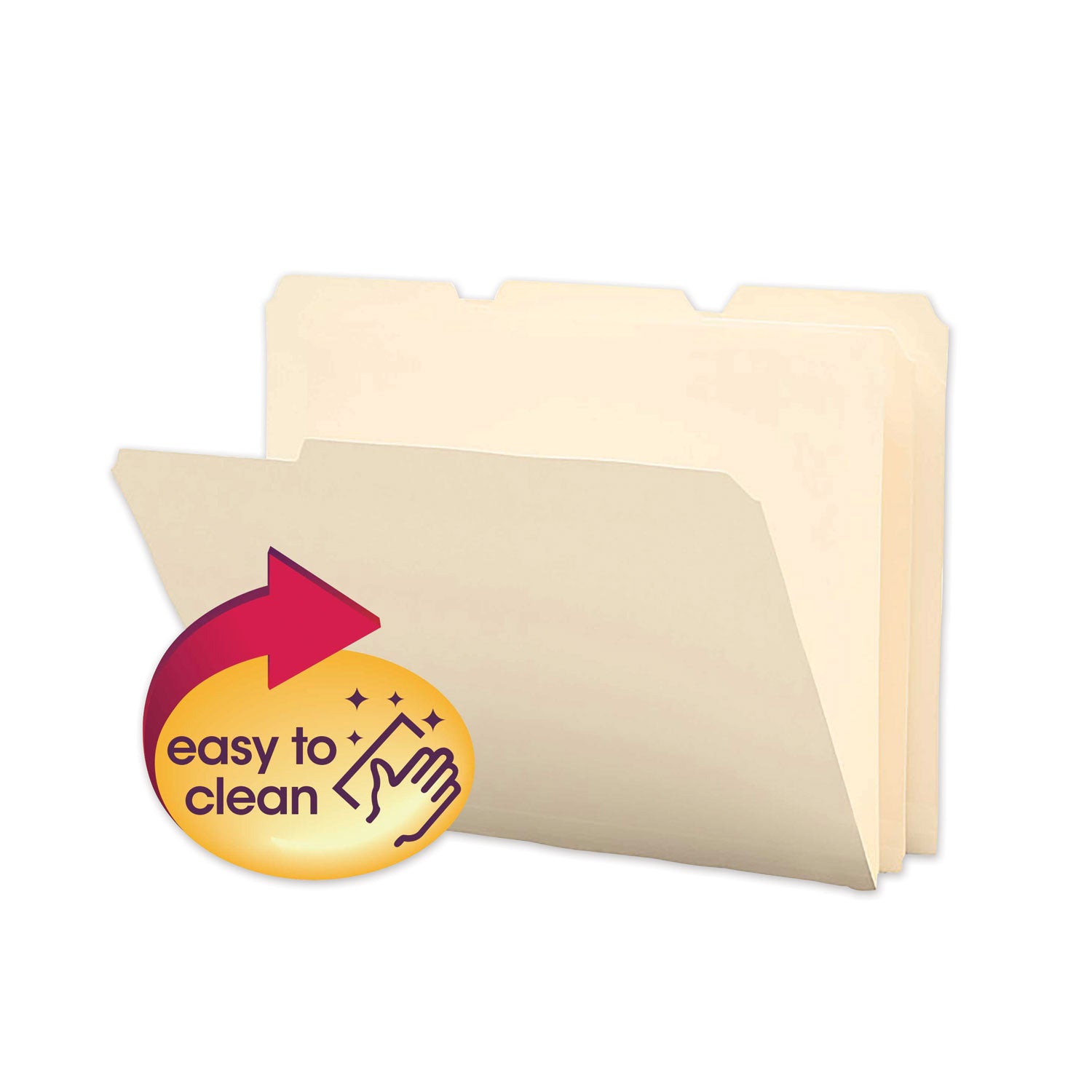 Poly Manila Folders, 1/3-Cut Tabs: Assorted, Letter Size, Manila, 12/Pack -