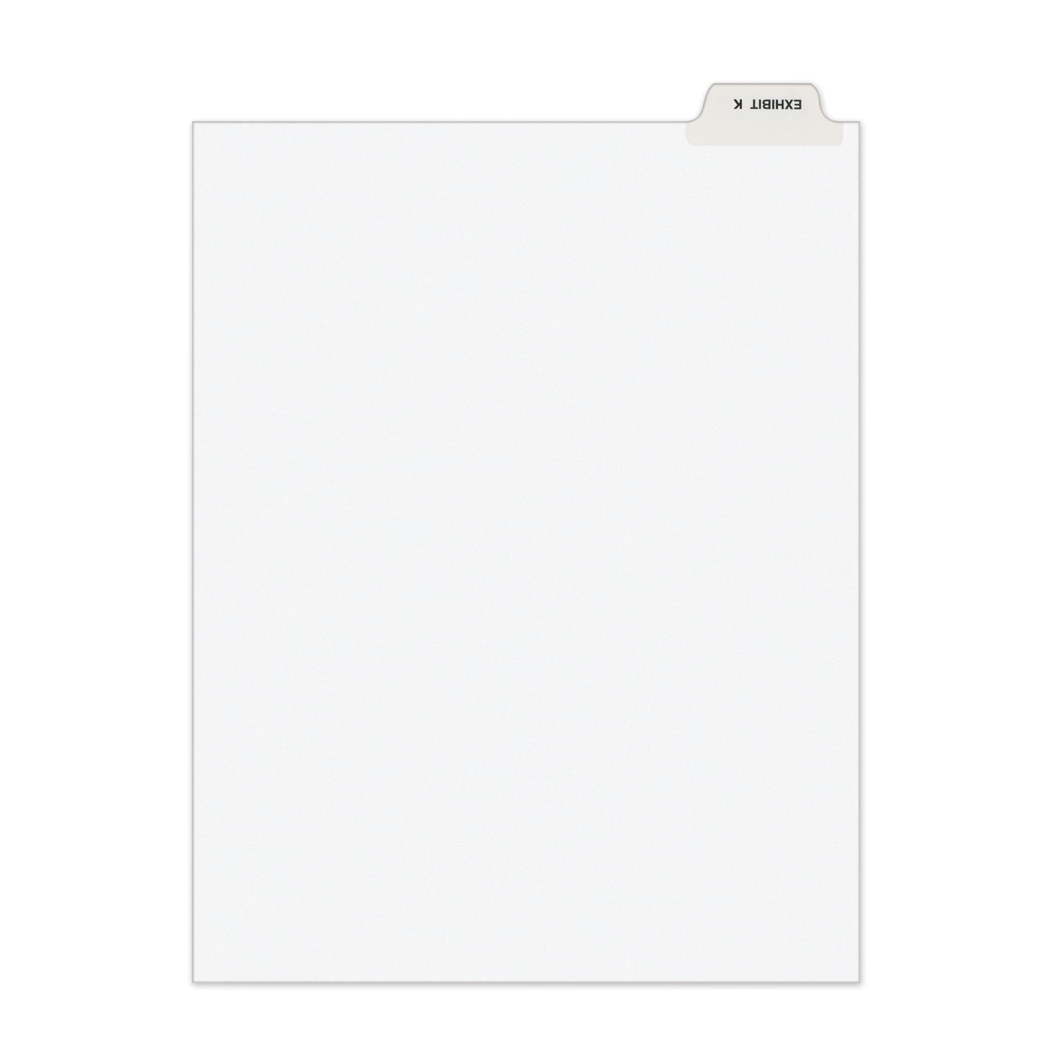 Avery-Style Preprinted Legal Bottom Tab Divider, 26-Tab, Exhibit K, 11 x 8.5, White, 25/PK -