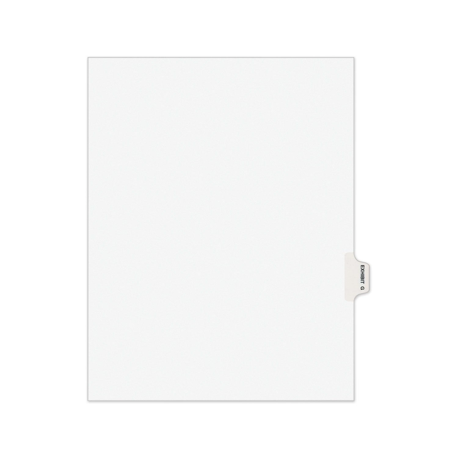 Avery-Style Preprinted Legal Side Tab Divider, 26-Tab, Exhibit G, 11 x 8.5, White, 25/Pack -