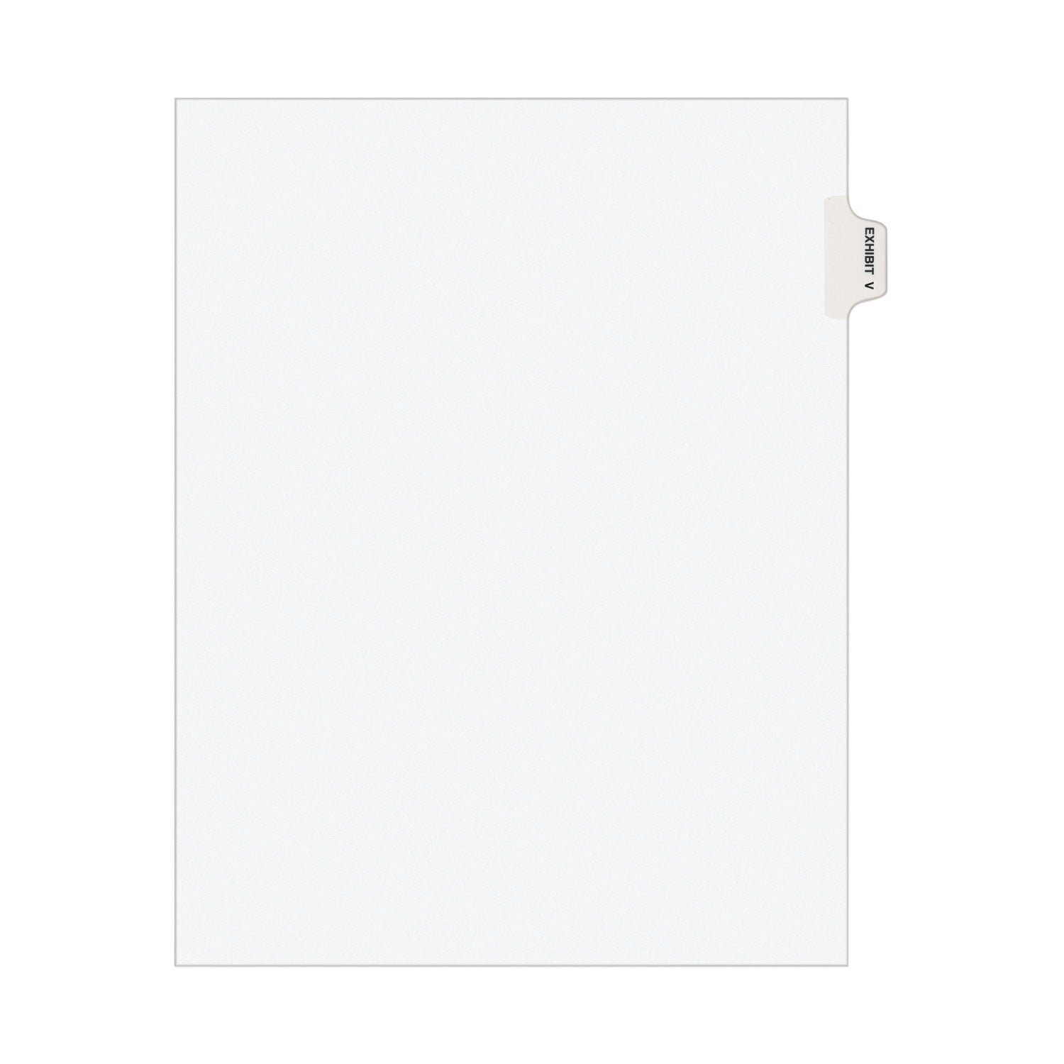 Avery-Style Preprinted Legal Side Tab Divider, 26-Tab, Exhibit V, 11 x 8.5, White, 25/Pack, (1392) -