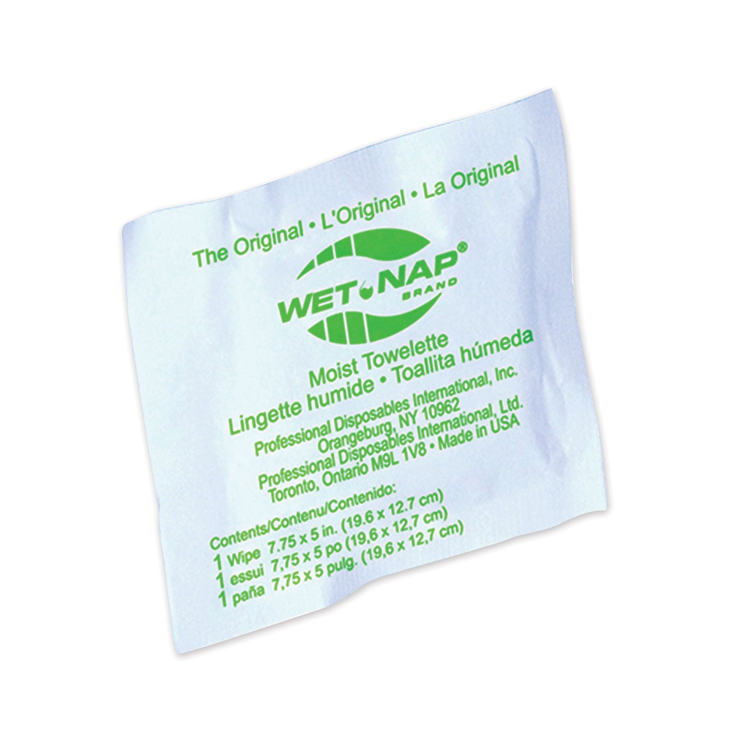 Wet-Nap Premoistened Towelettes, 1-Ply, 5 x 7.75, Unscented, White, 100/Pack, 10 Packs/Carton -
