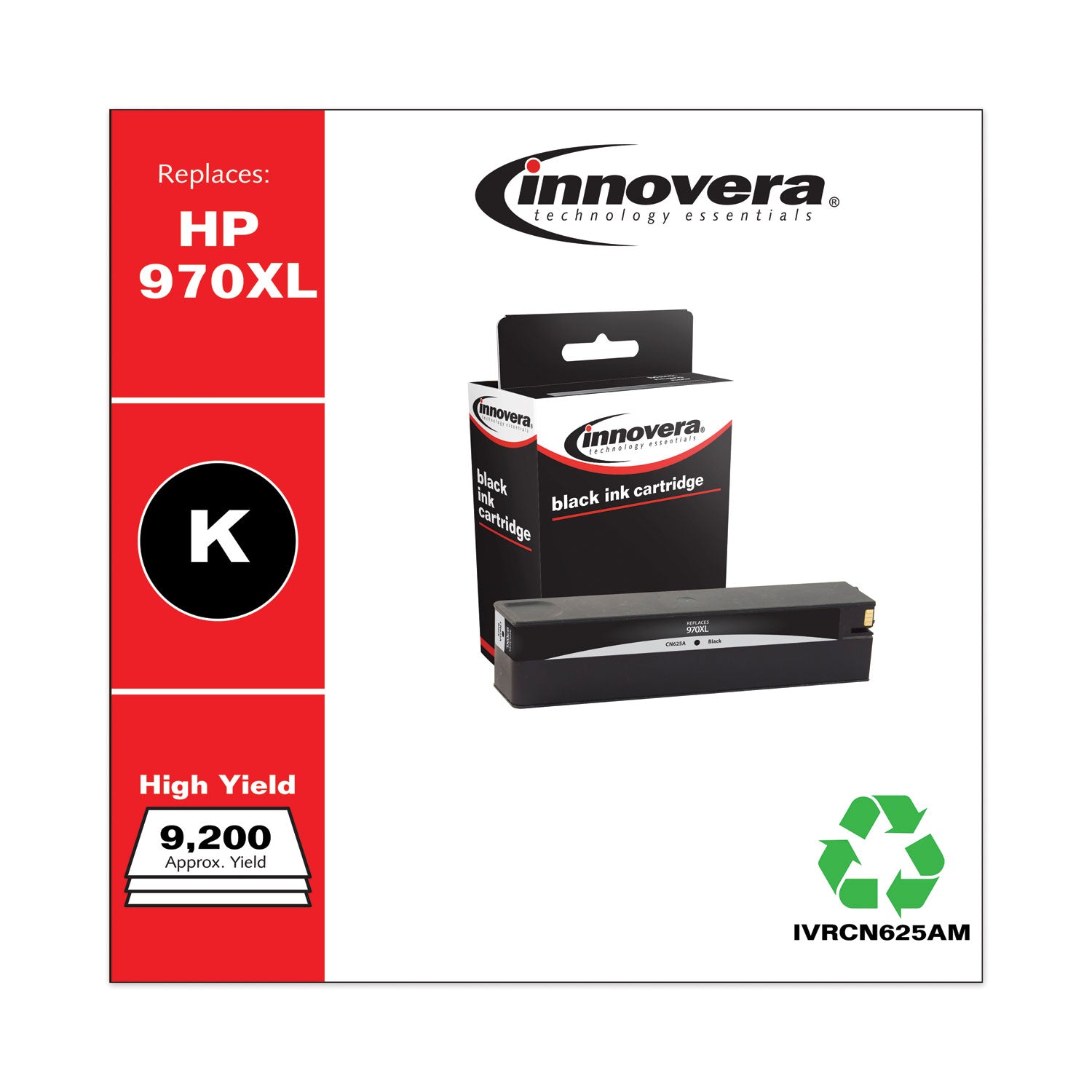 Remanufactured Black High-Yield Ink, Replacement for 970XL (CN625AM), 9,200 Page-Yield -