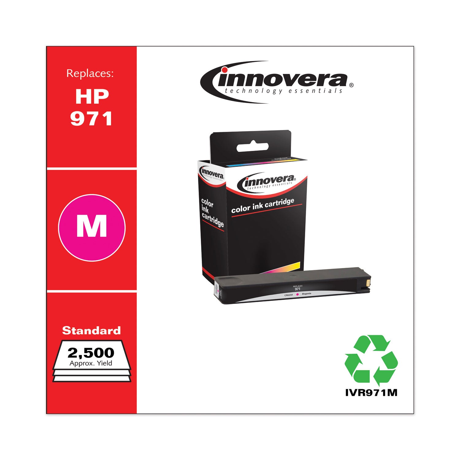 Remanufactured Magenta Ink, Replacement for 971 (CN623AM), 2,500 Page-Yield -