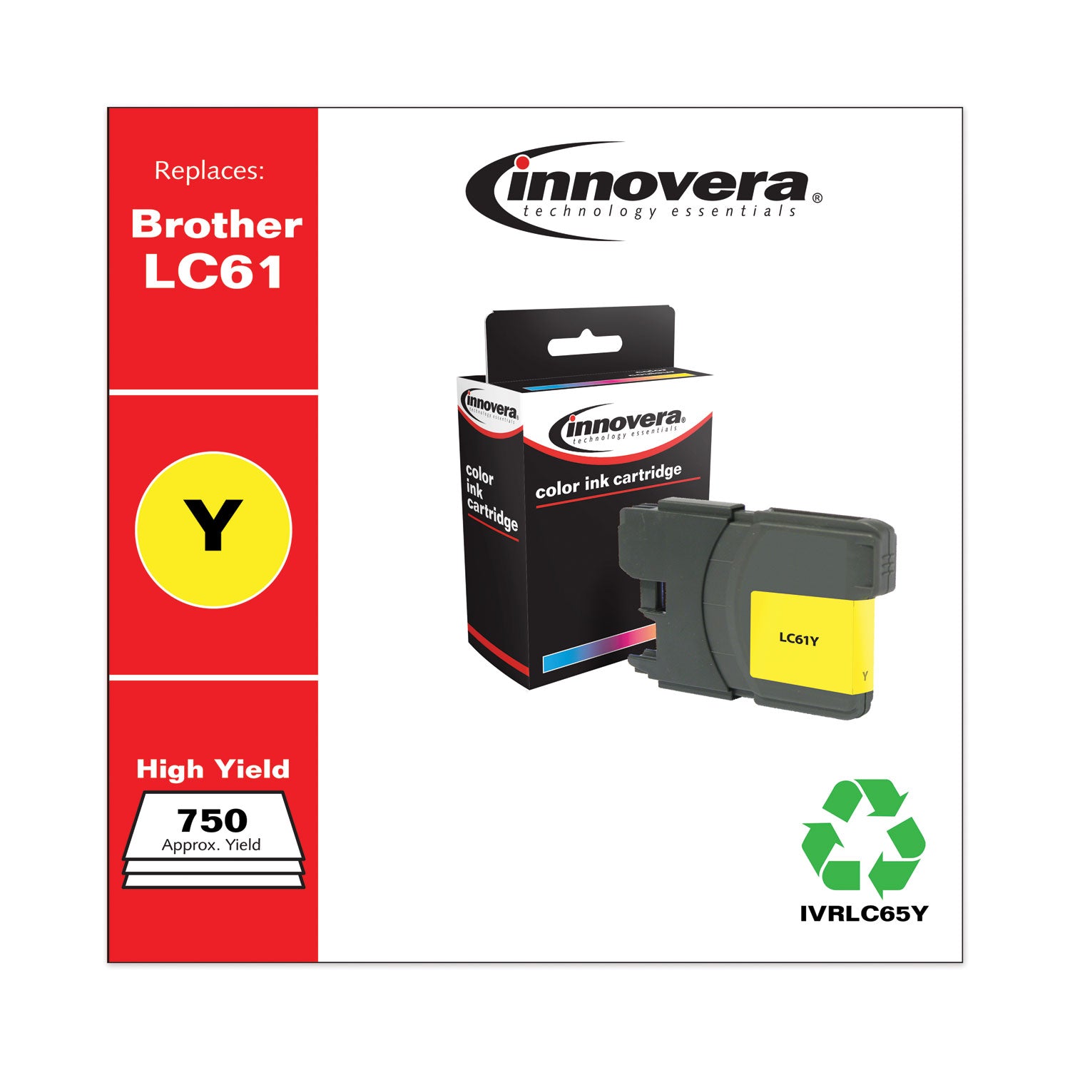 Remanufactured Yellow High-Yield Ink, Replacement for LC65Y, 750 Page-Yield -