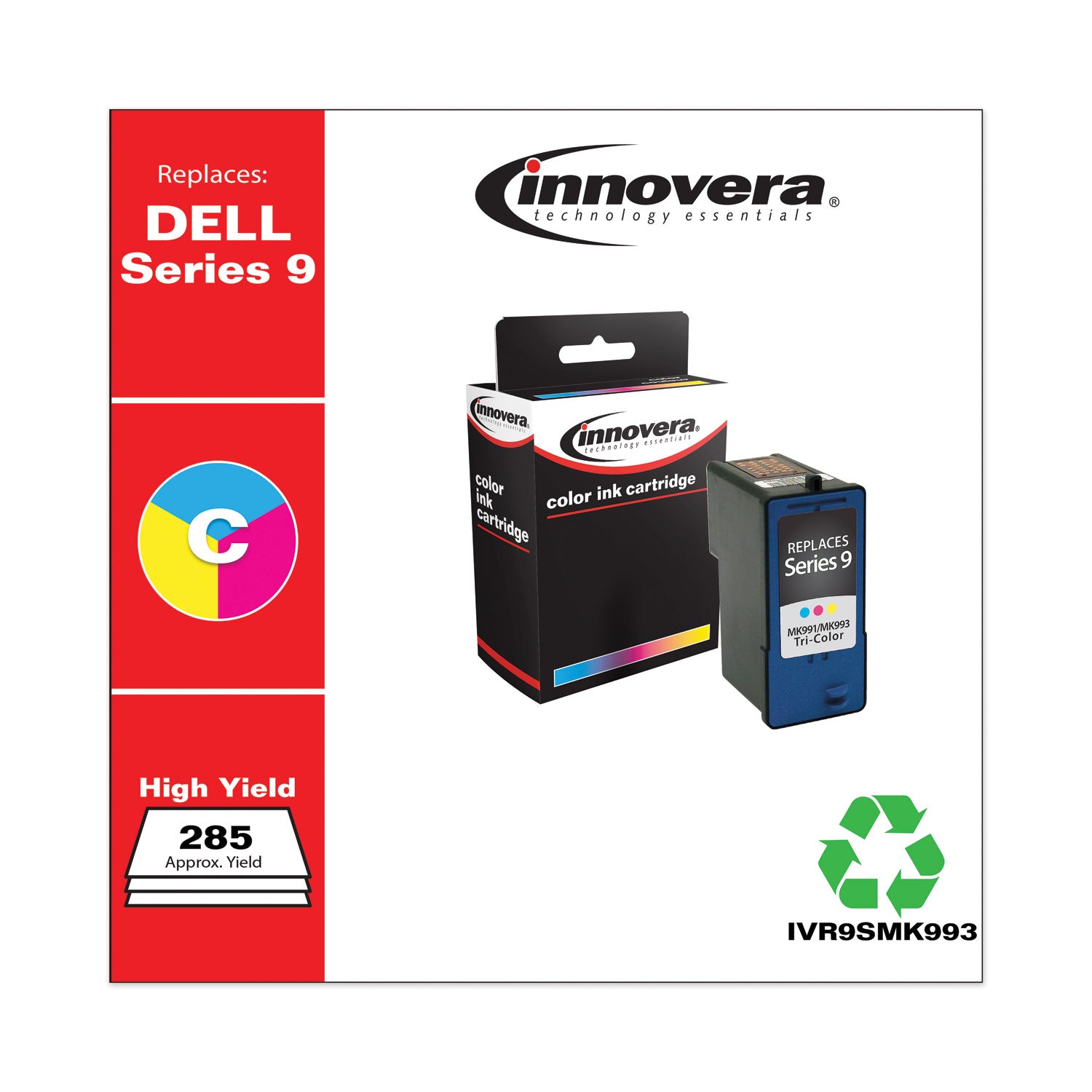 Remanufactured Tri-Color High-Yield Ink, Replacement for Series 9 (MK991), 285 Page-Yield -