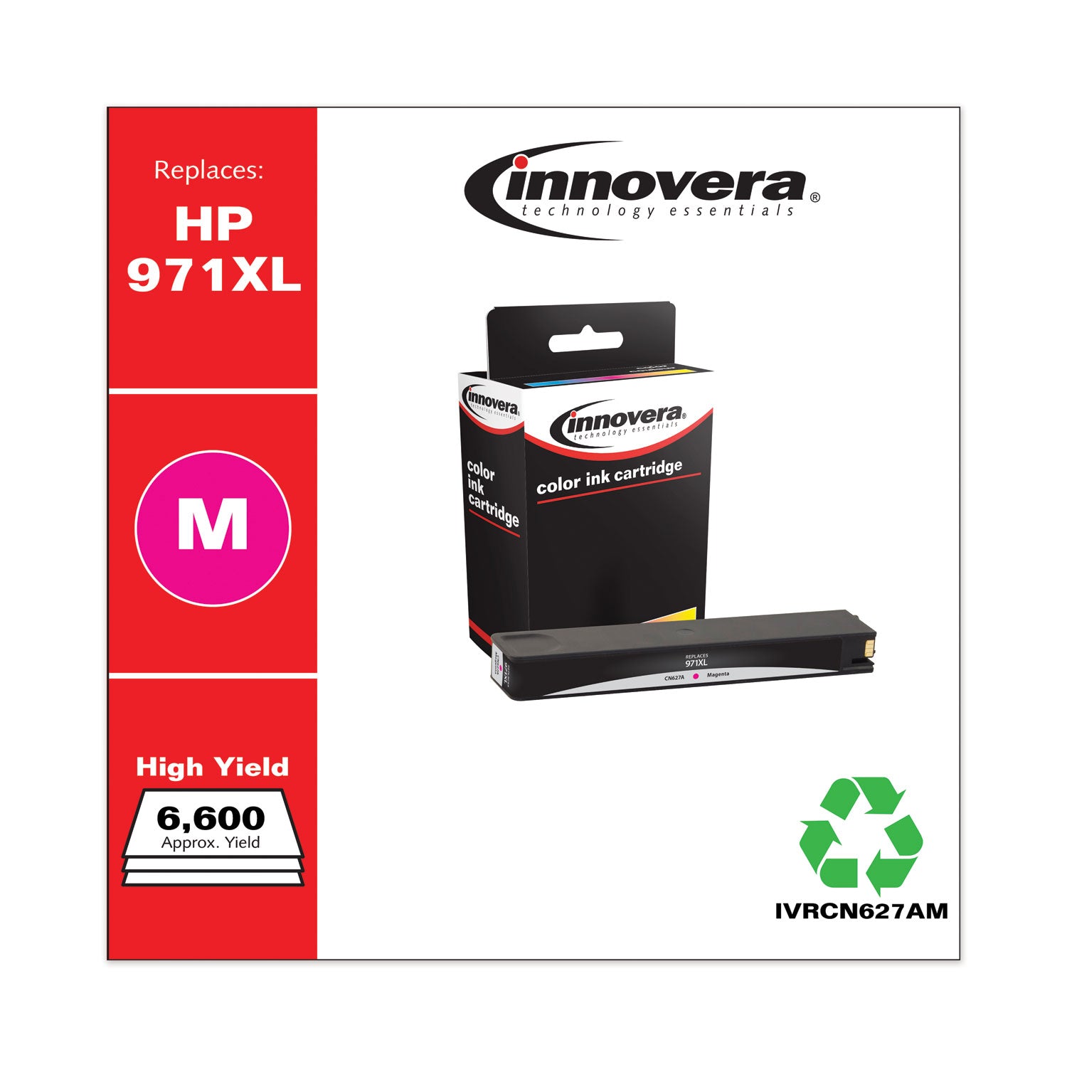 Remanufactured Magenta High-Yield Ink, Replacement for 971XL (CN627AM), 6,600 Page-Yield -