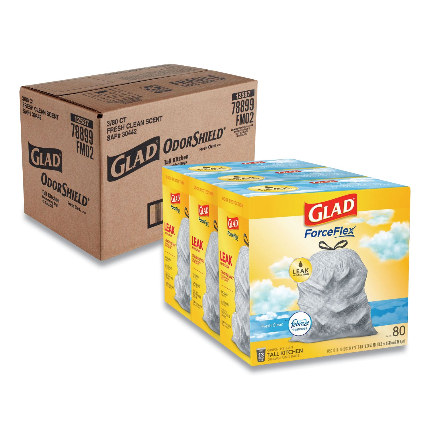 odorshield-tall-kitchen-drawstring-bags-13-gal-072-mil-24-x-2738-white-80-bags-box-3-boxes-carton_clo78899 - 1