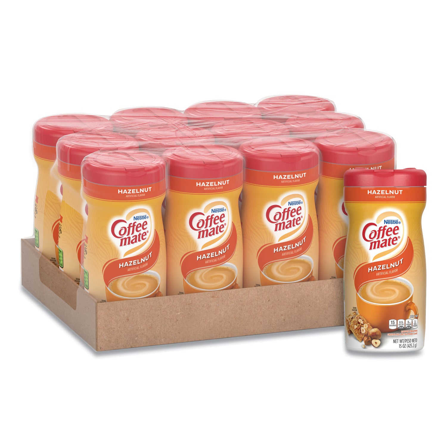 Non-Dairy Powdered Creamer, Hazelnut, 15 oz Canister, 12/Carton -