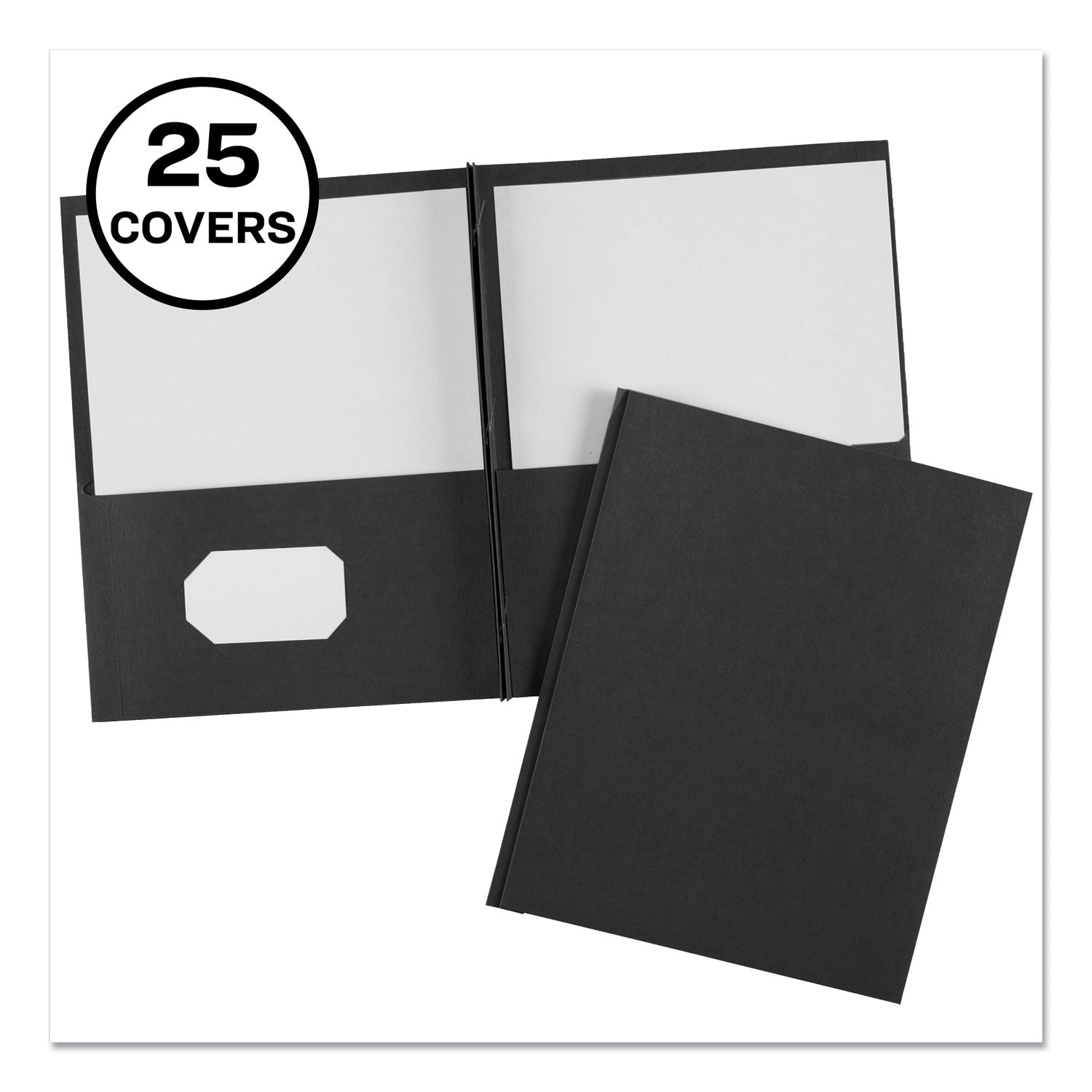 Two-Pocket Folder, Prong Fastener, 0.5" Capacity, 11 x 8.5, Black, 25/Box -