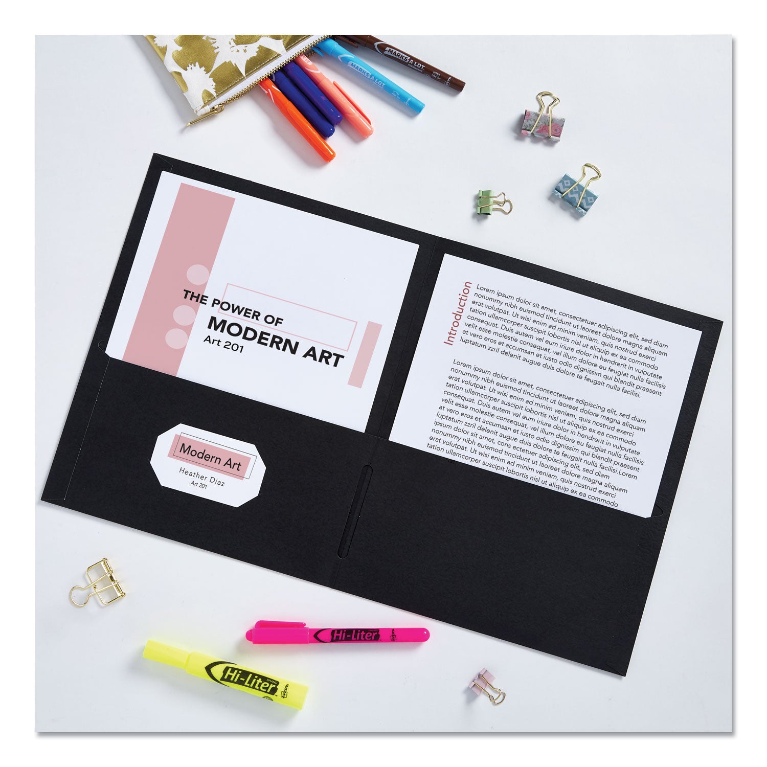 Two-Pocket Folder, 40-Sheet Capacity, 11 x 8.5, Black, 25/Box -