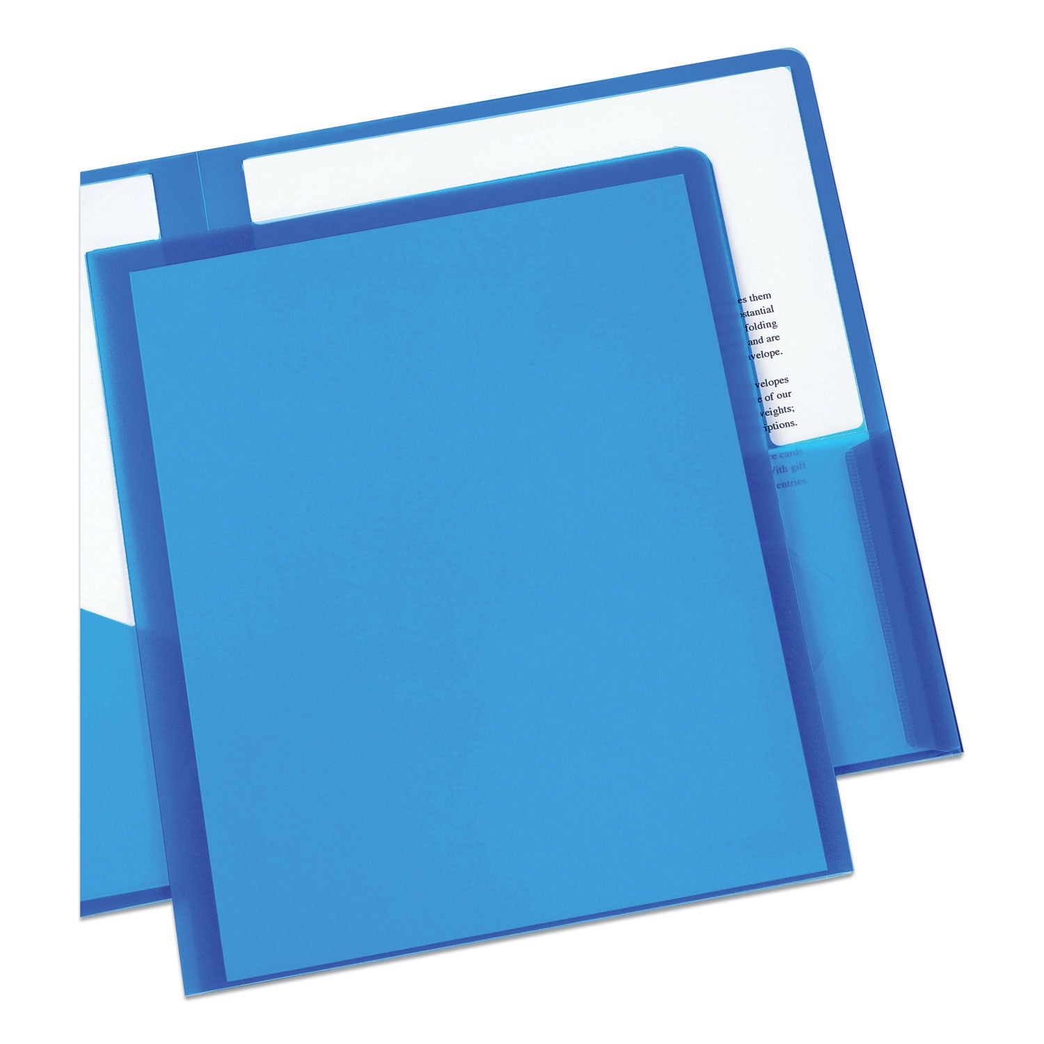 Plastic Two-Pocket Folder, 20-Sheet Capacity, 11 x 8.5, Translucent Blue -