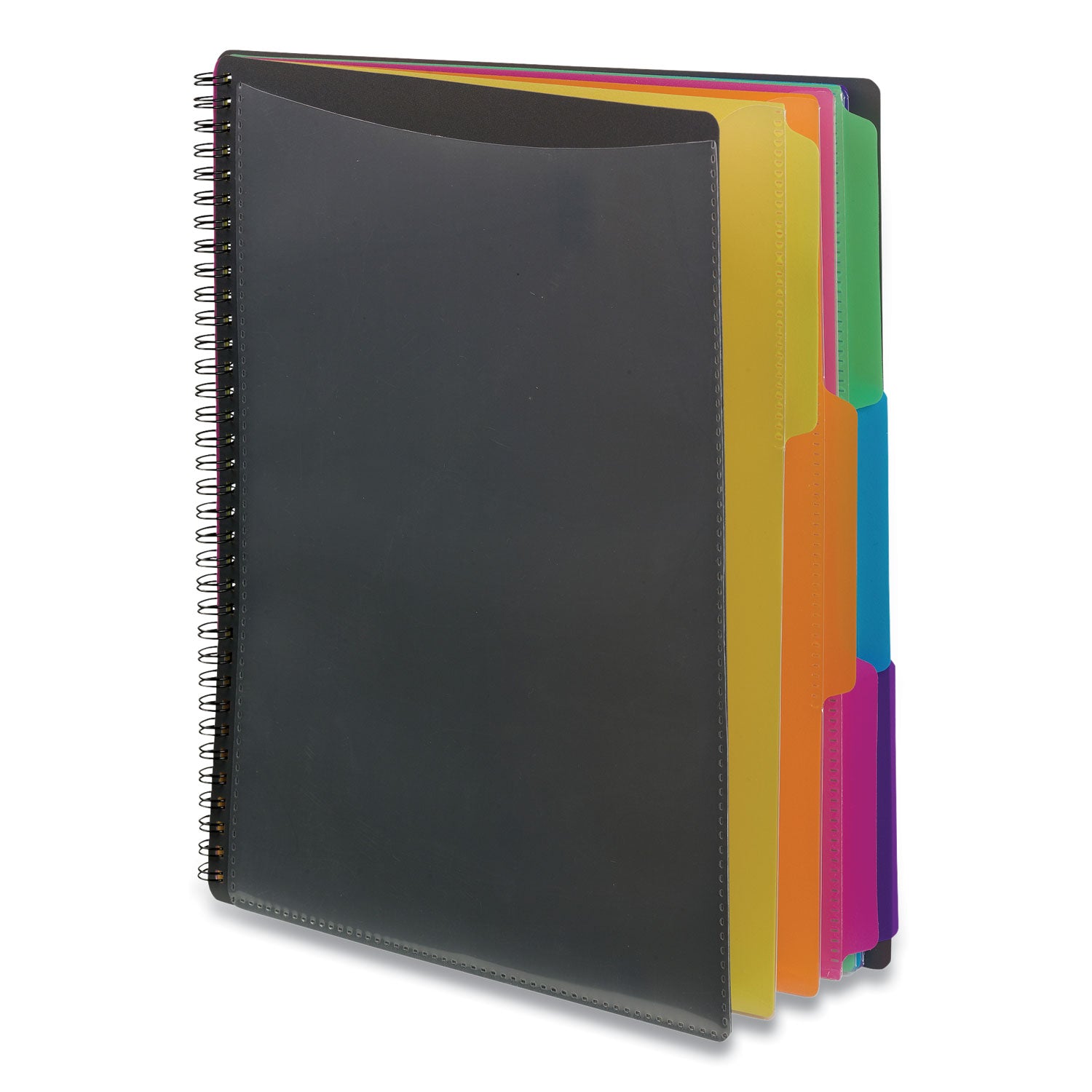 poly-project-organizer-12-letter-size-sleeves-gray-with-bright-pockets_smd89207 - 1