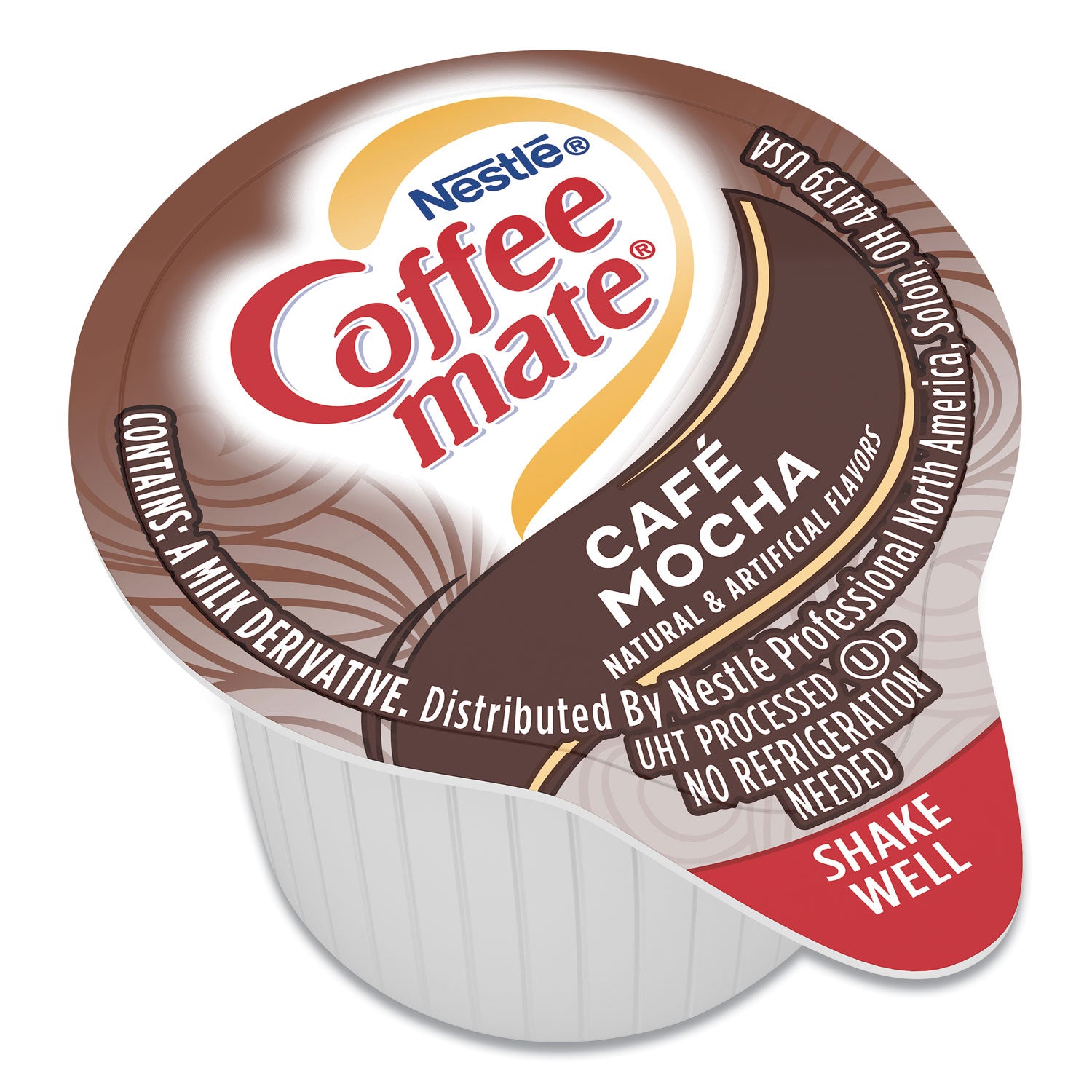 Liquid Coffee Creamer, Cafe Mocha, 0.38 oz Mini Cups, 50/Box -
