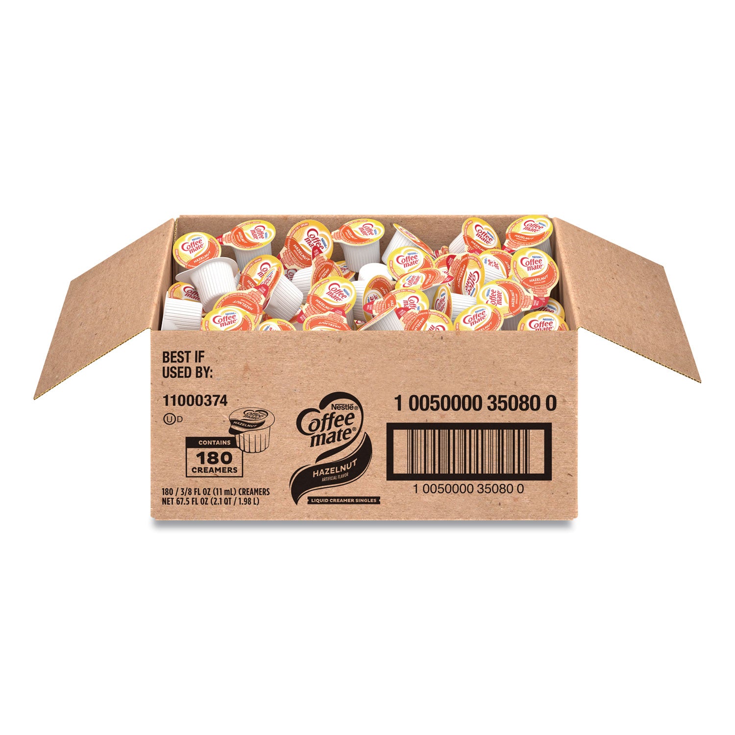 Liquid Coffee Creamer, Hazelnut, 0.38 oz Mini Cups, 180/Carton -