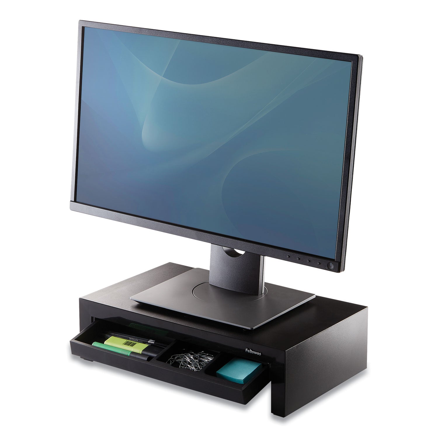 Designer Suites Monitor Riser, For 21" Monitors, 16" x 9.38" x 4.38" to 6", Black Pearl, Supports 40 lbs -